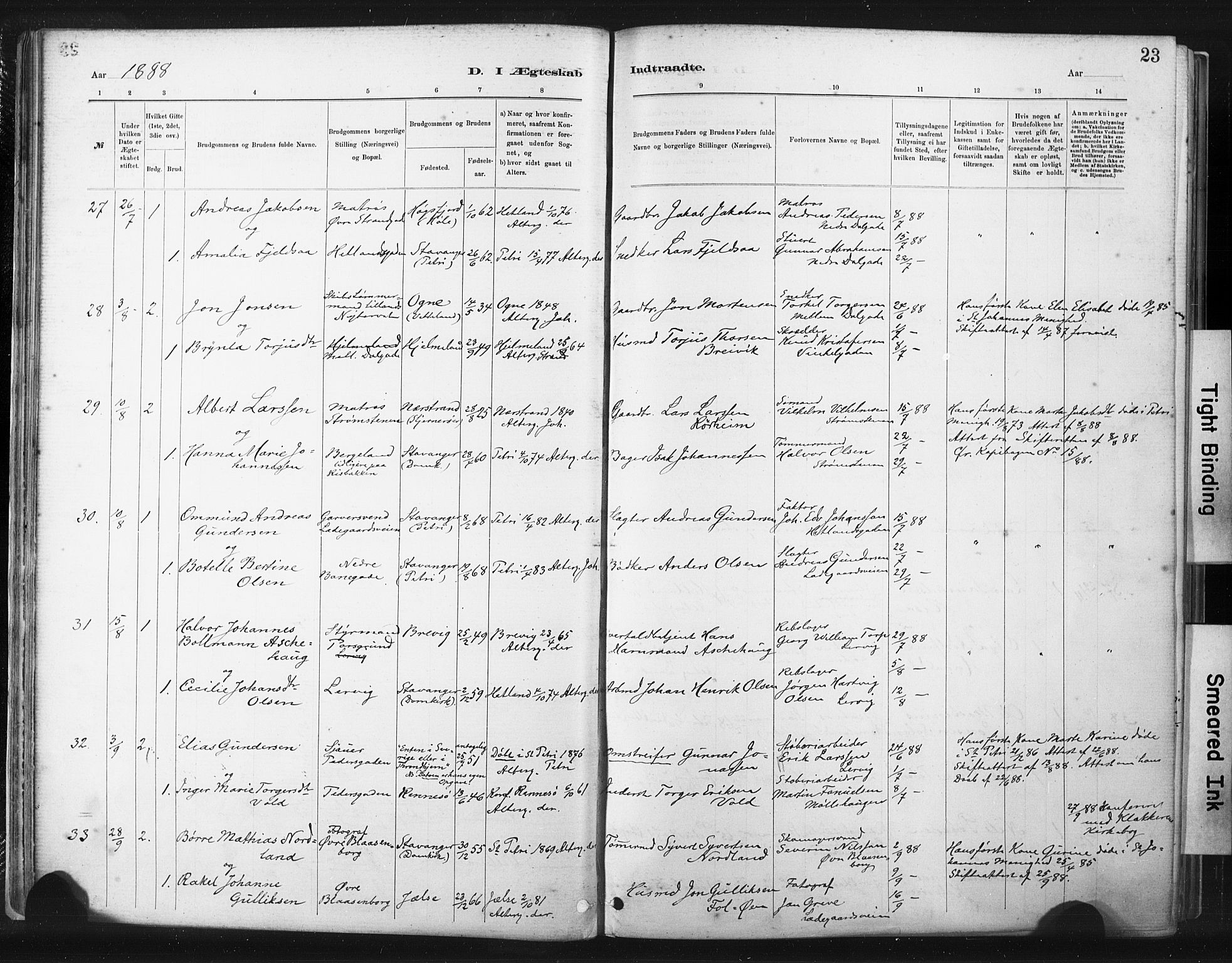 St. Johannes sokneprestkontor, AV/SAST-A-101814/001/30/30BA/L0003: Ministerialbok nr. A 3, 1885-1910, s. 23
