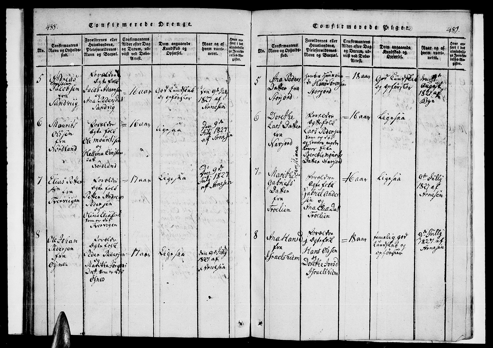 Ministerialprotokoller, klokkerbøker og fødselsregistre - Nordland, AV/SAT-A-1459/846/L0651: Klokkerbok nr. 846C01, 1821-1841, s. 488-489