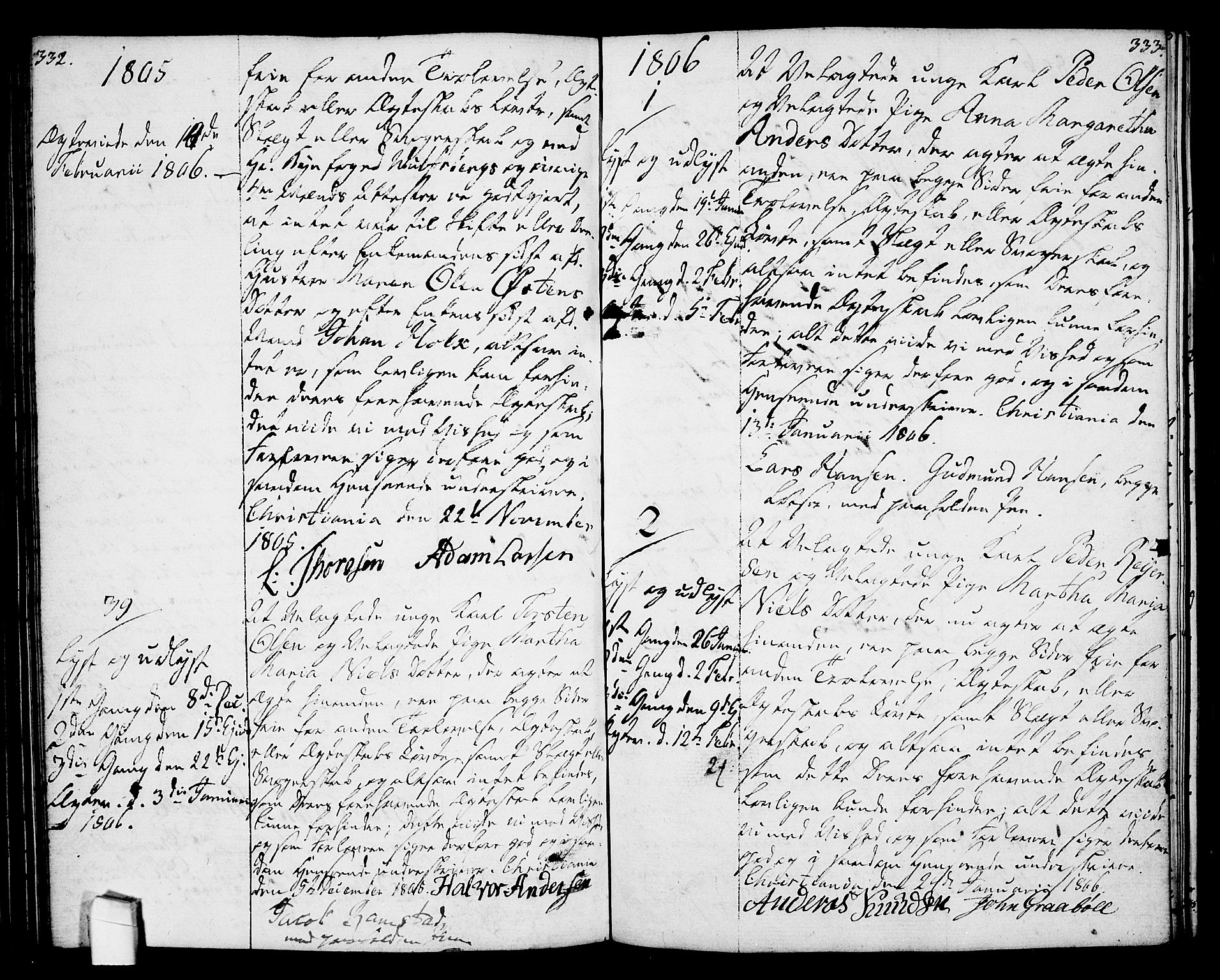 Oslo domkirke Kirkebøker, SAO/A-10752/L/La/L0010: Forlovererklæringer nr. 10, 1789-1807, s. 332-333
