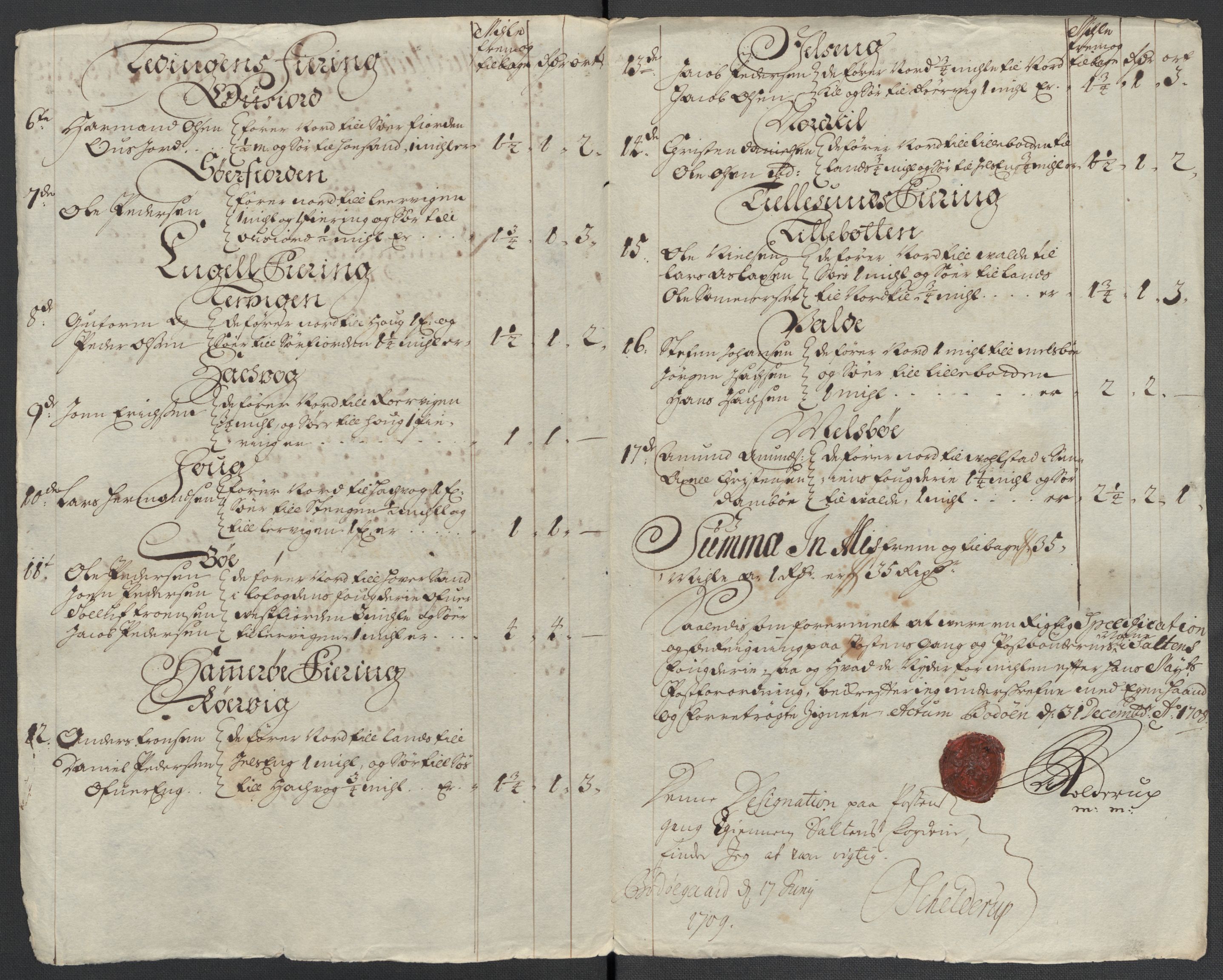 Rentekammeret inntil 1814, Reviderte regnskaper, Fogderegnskap, RA/EA-4092/R66/L4581: Fogderegnskap Salten, 1707-1710, s. 292