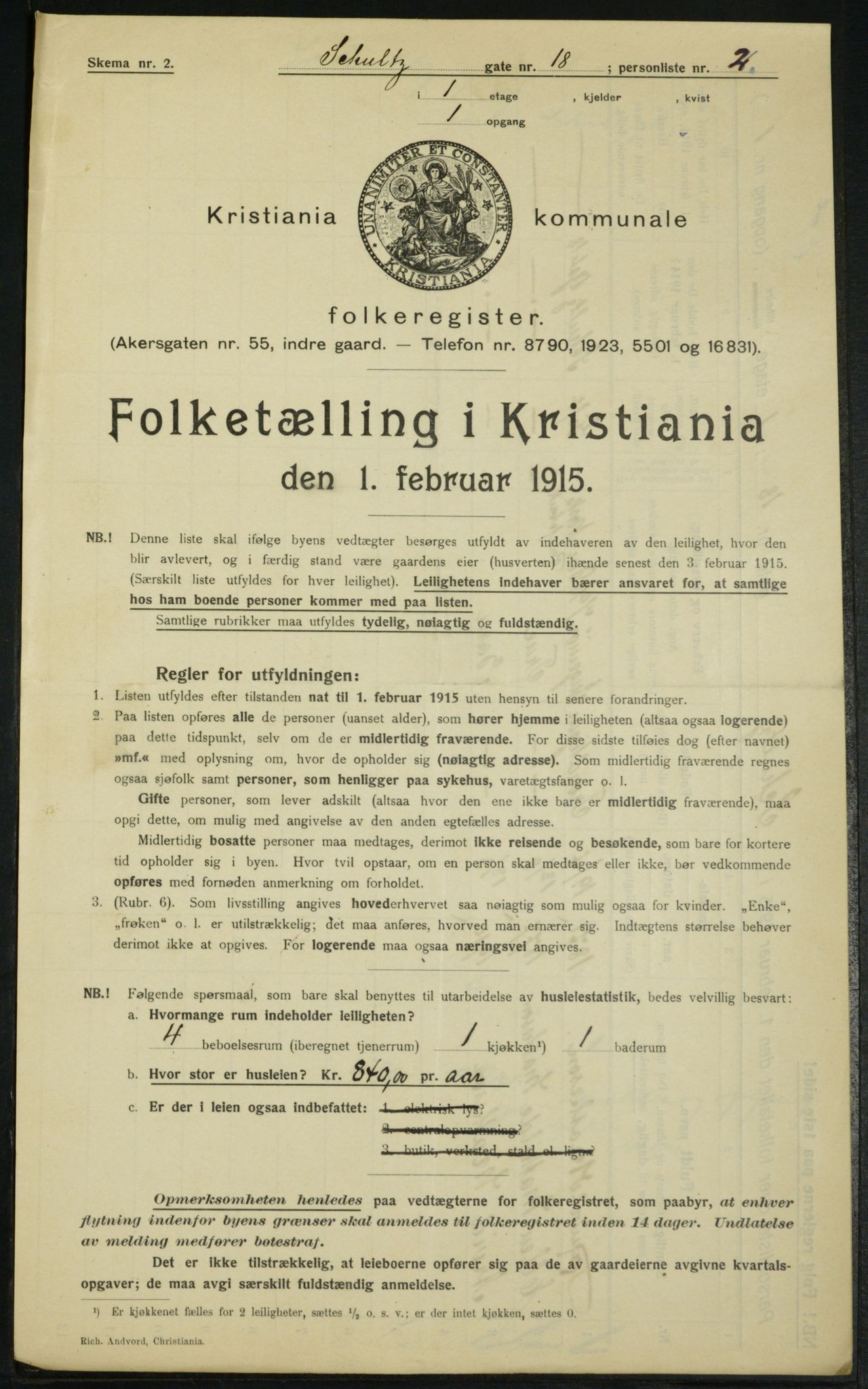 OBA, Kommunal folketelling 1.2.1915 for Kristiania, 1915, s. 90446