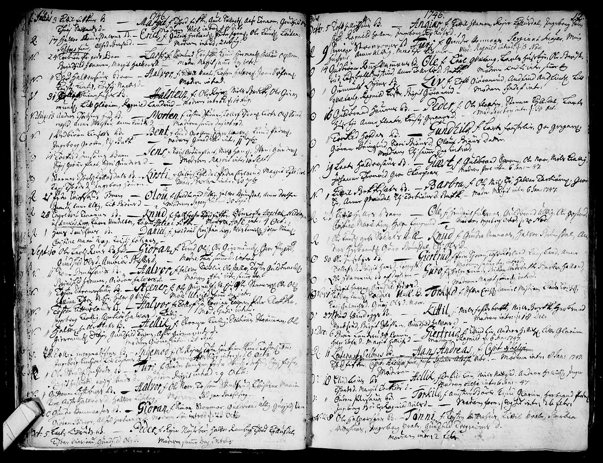 Rollag kirkebøker, AV/SAKO-A-240/F/Fa/L0003: Ministerialbok nr. I 3, 1743-1778, s. 12