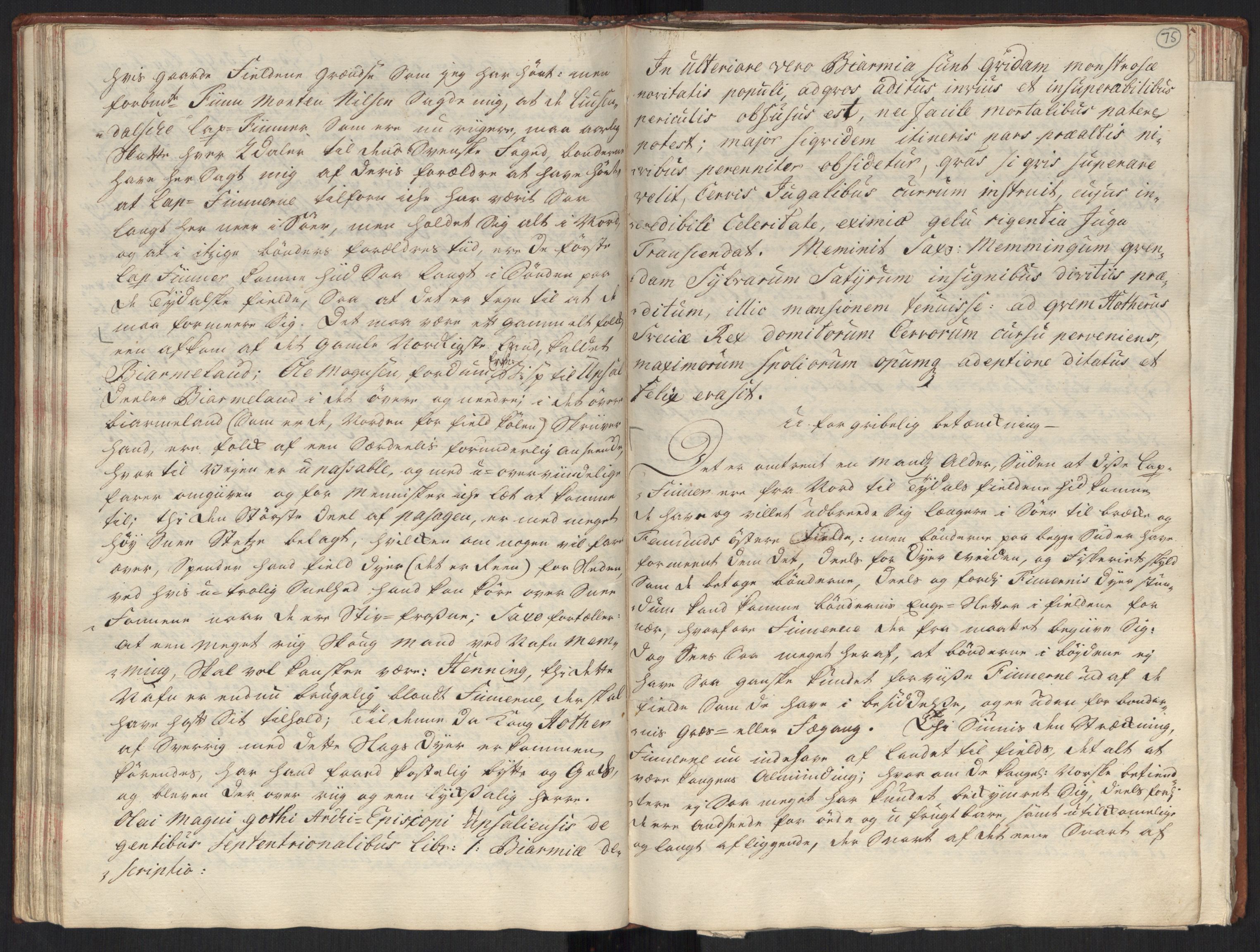 Danske Kanselli, Grensearkivet, AV/RA-EA-4062/F/L0010/0002: Volum XX-XXII / Vol. XXI: Major Schnitlers grenseeksaminasjonsprotokoll, 1. bind, 1742, s. 74b-75a