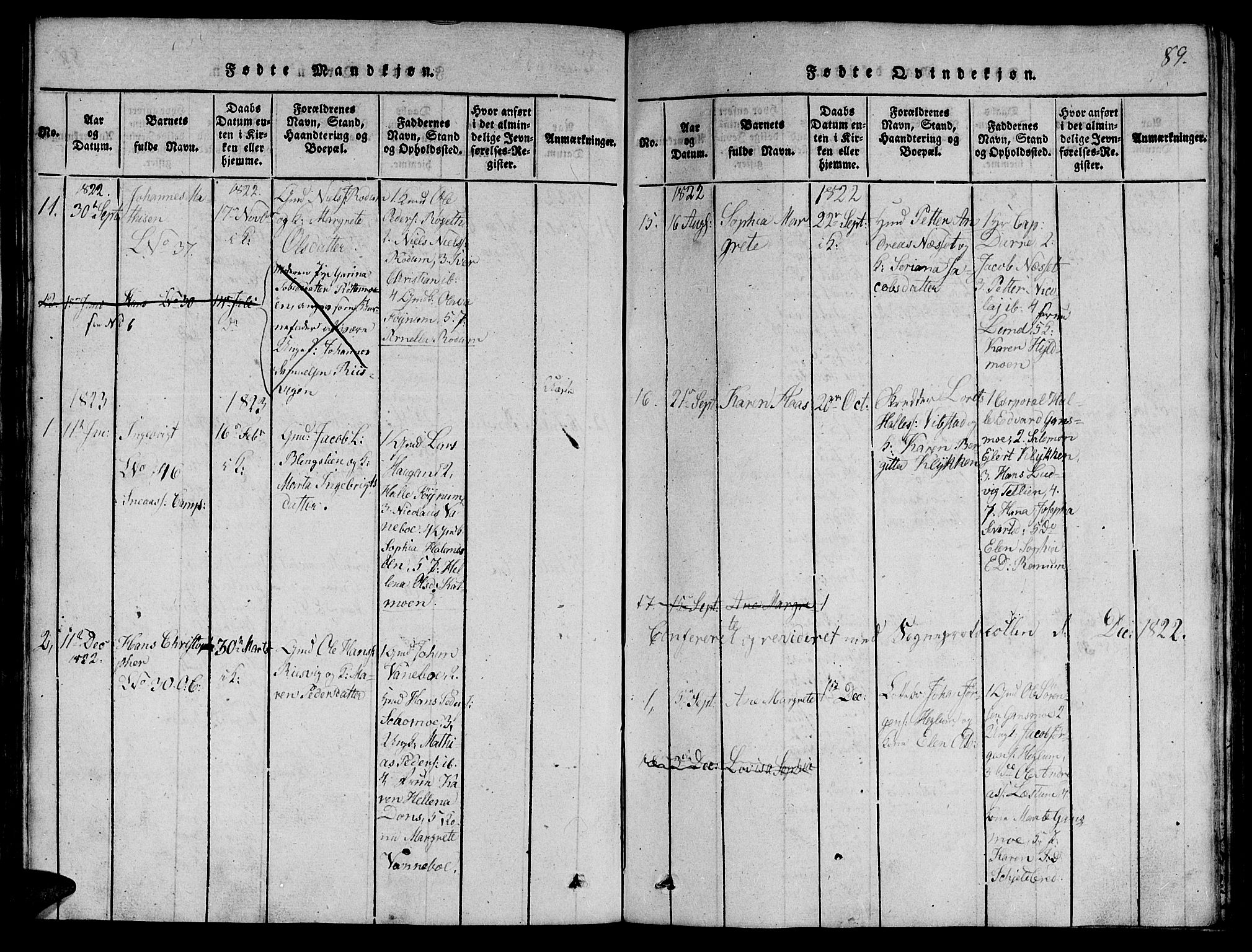 Ministerialprotokoller, klokkerbøker og fødselsregistre - Nord-Trøndelag, SAT/A-1458/764/L0546: Ministerialbok nr. 764A06 /1, 1816-1823, s. 89