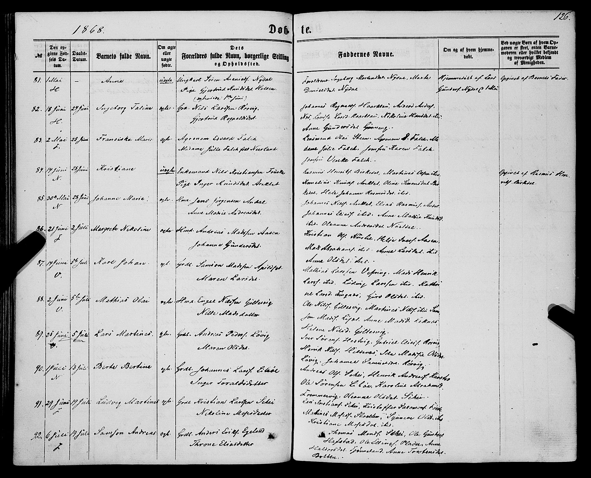 Førde sokneprestembete, AV/SAB-A-79901/H/Haa/Haaa/L0009: Ministerialbok nr. A 9, 1861-1877, s. 126
