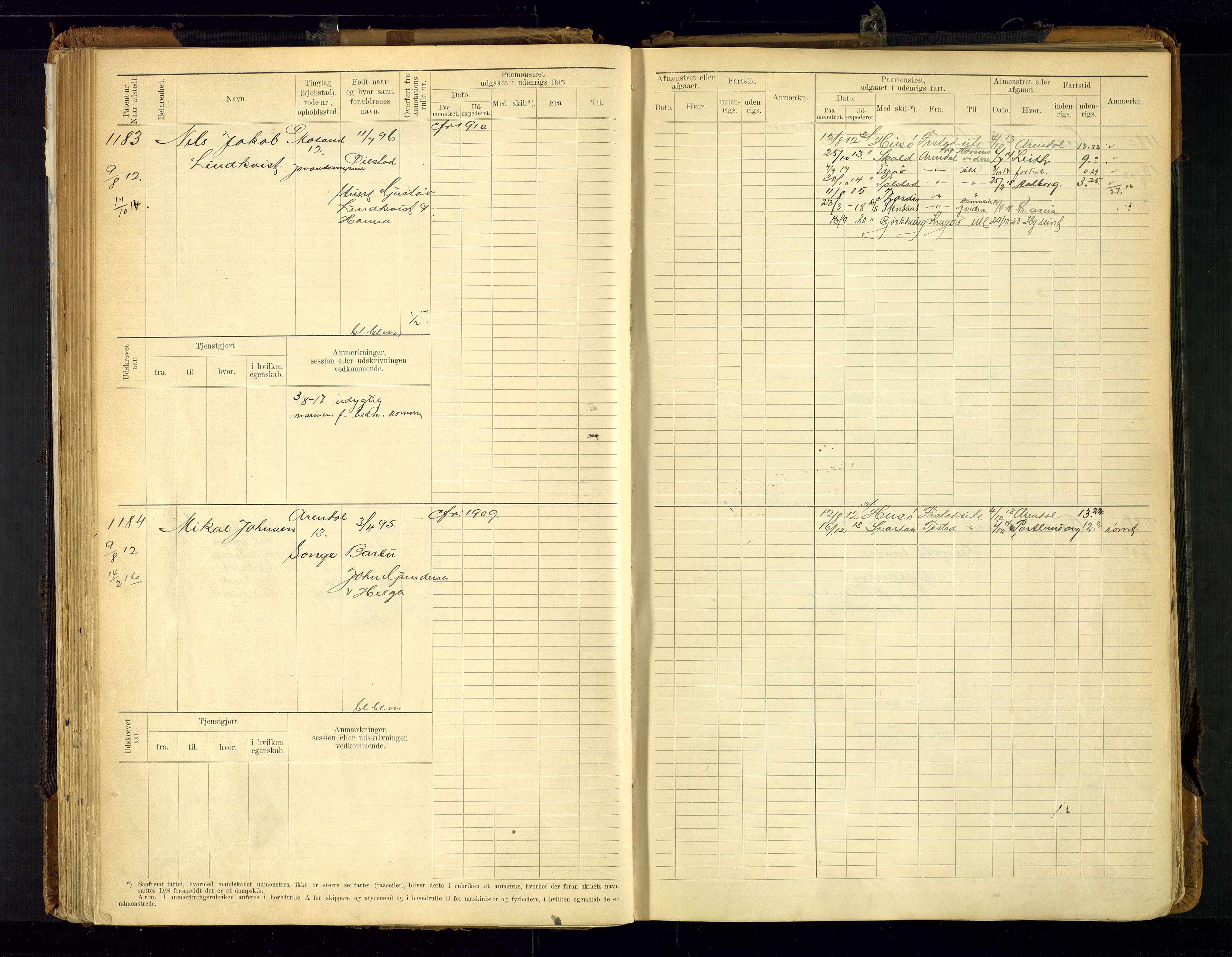 Arendal mønstringskrets, SAK/2031-0012/F/Fb/L0021: Hovedrulle A nr 969-1465, S-19, 1910-1914, s. 112