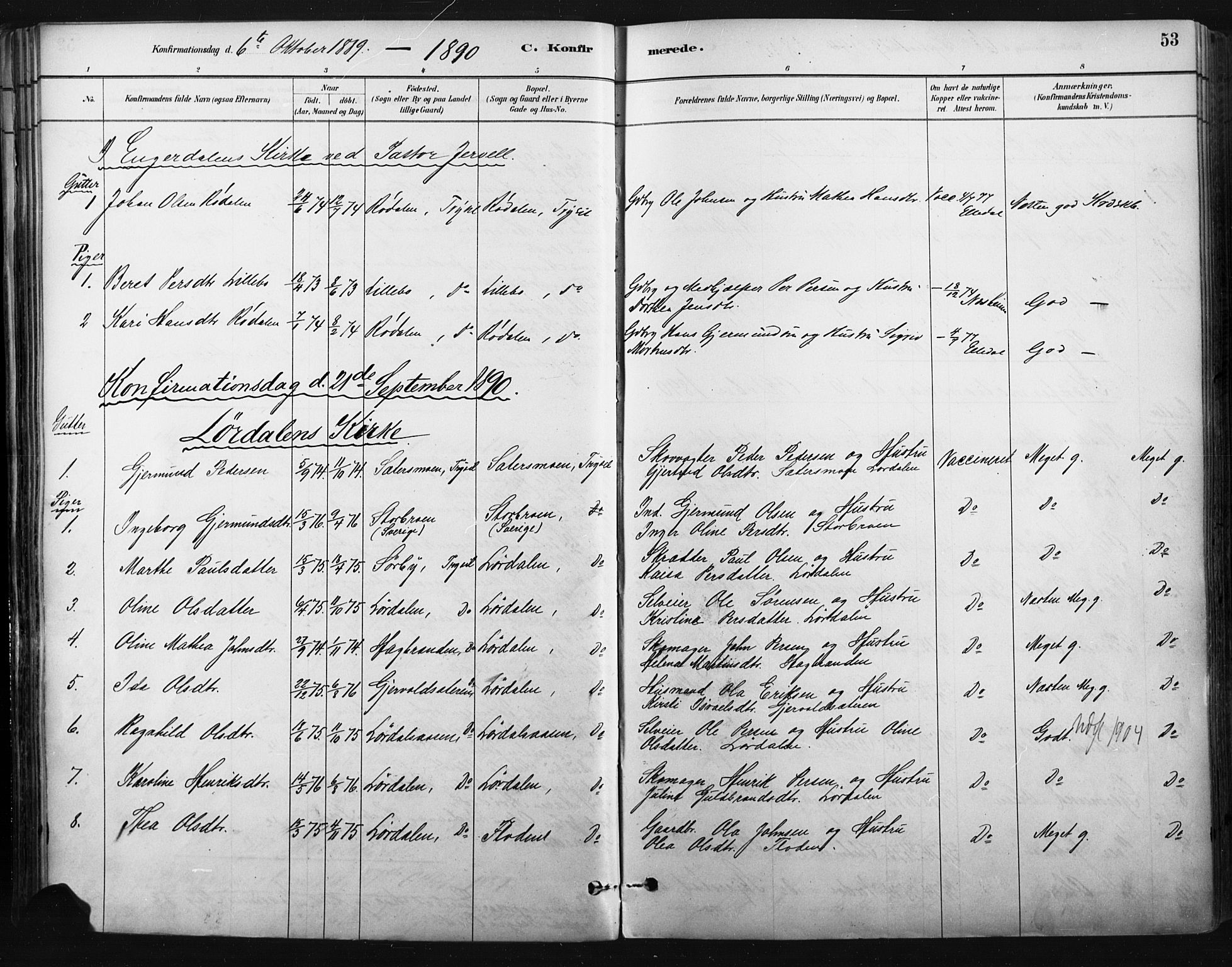 Trysil prestekontor, AV/SAH-PREST-046/H/Ha/Haa/L0009: Ministerialbok nr. 9, 1881-1897, s. 53