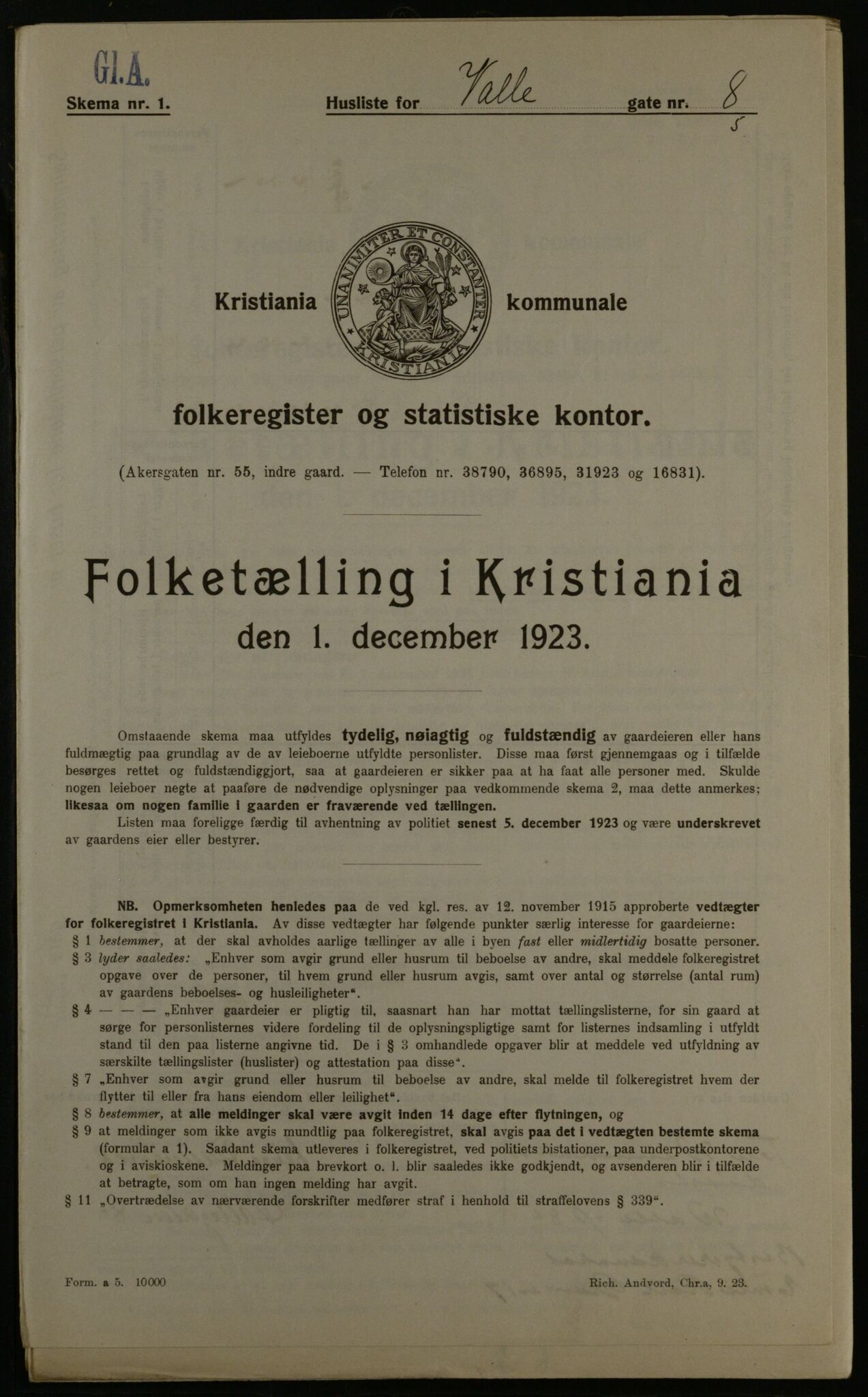 OBA, Kommunal folketelling 1.12.1923 for Kristiania, 1923, s. 134670