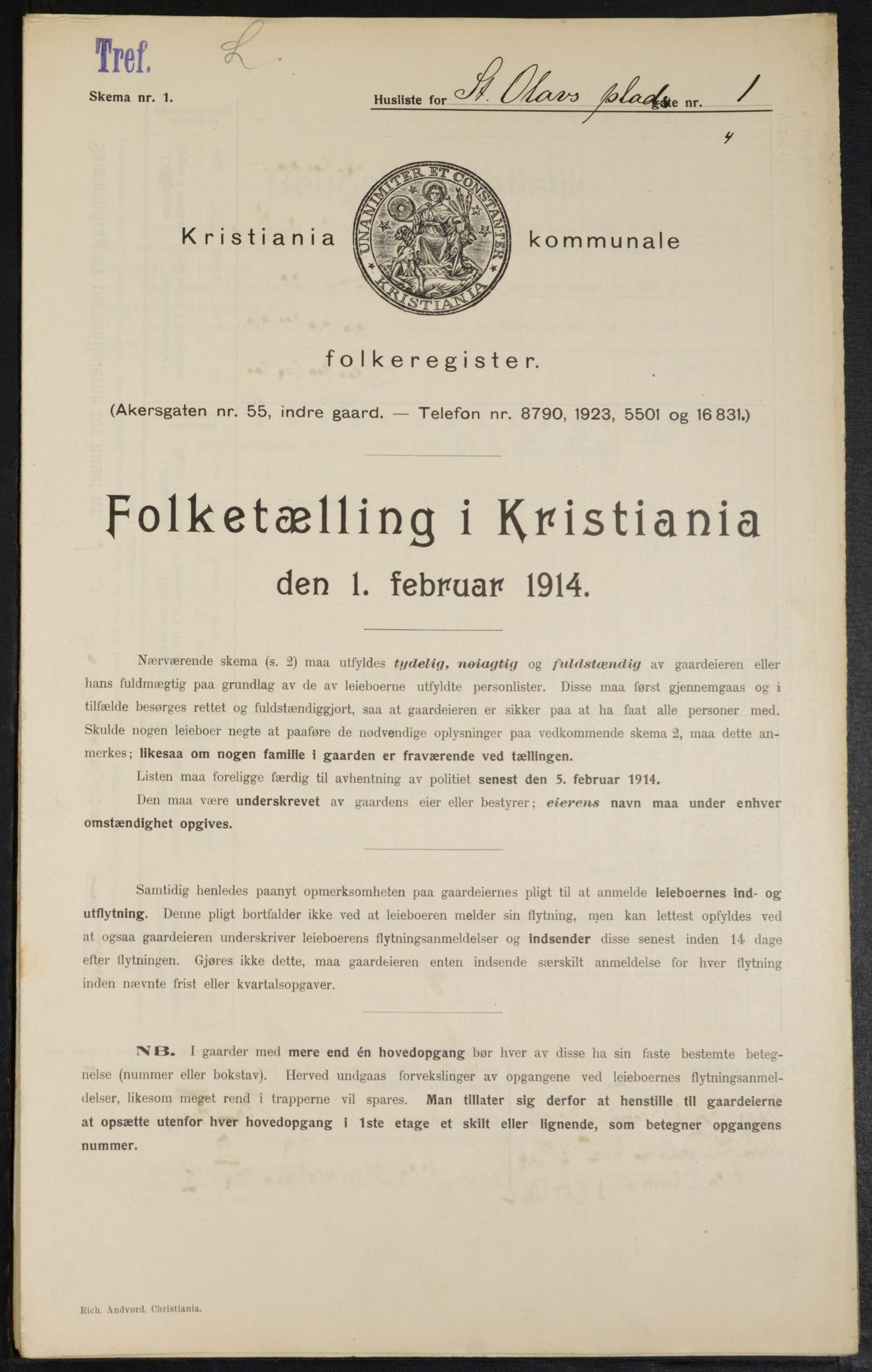 OBA, Kommunal folketelling 1.2.1914 for Kristiania, 1914, s. 88190
