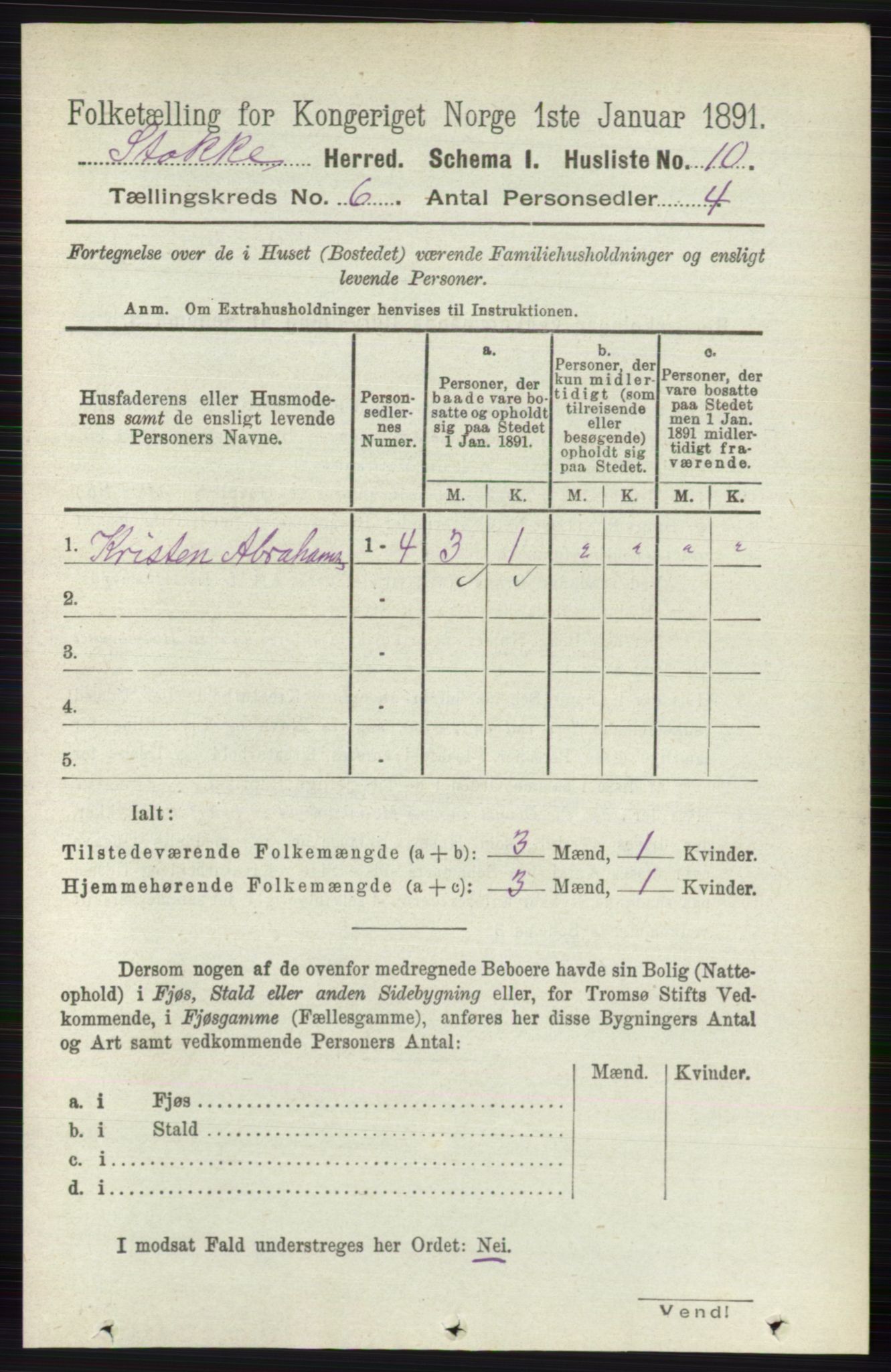 RA, Folketelling 1891 for 0720 Stokke herred, 1891, s. 3683