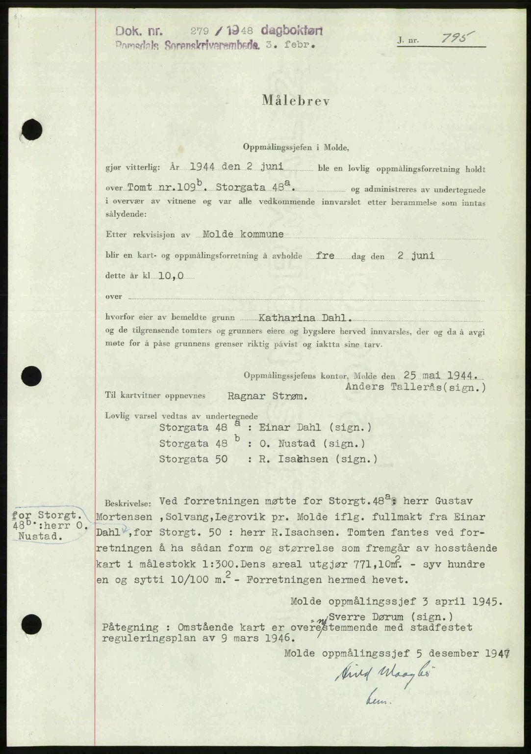 Romsdal sorenskriveri, SAT/A-4149/1/2/2C: Pantebok nr. A25, 1948-1948, Dagboknr: 279/1948