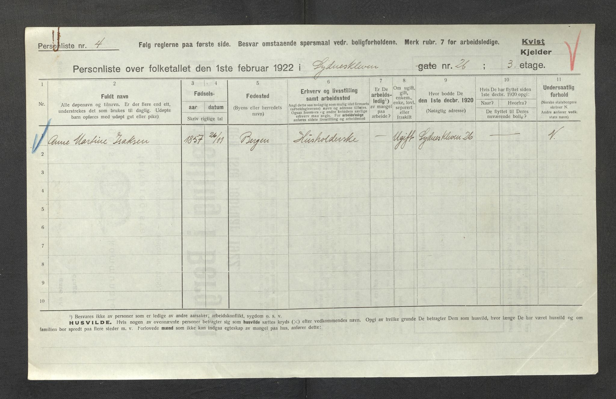 SAB, Kommunal folketelling 1922 for Bergen kjøpstad, 1922, s. 42652