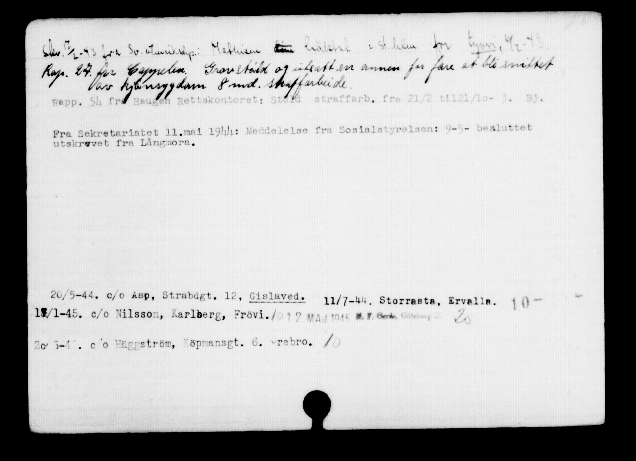 Utenriksstasjonene, Legasjonen i Stockholm, Flyktningkontoret, AV/RA-S-6753/V/Va/L0001: Kjesäterkartoteket, flyktninger med registreringsnr. 1-1000, 1940-1945, s. 687
