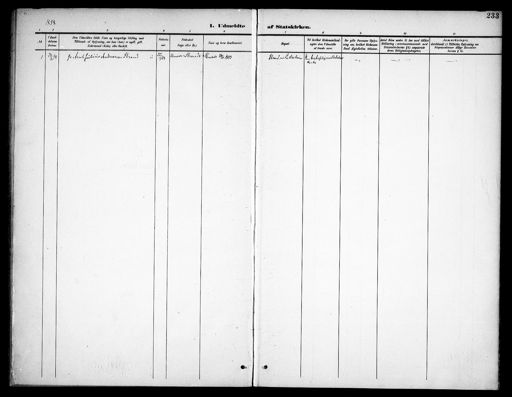 Høland prestekontor Kirkebøker, AV/SAO-A-10346a/F/Fb/L0003: Ministerialbok nr. II 3, 1897-1912, s. 233