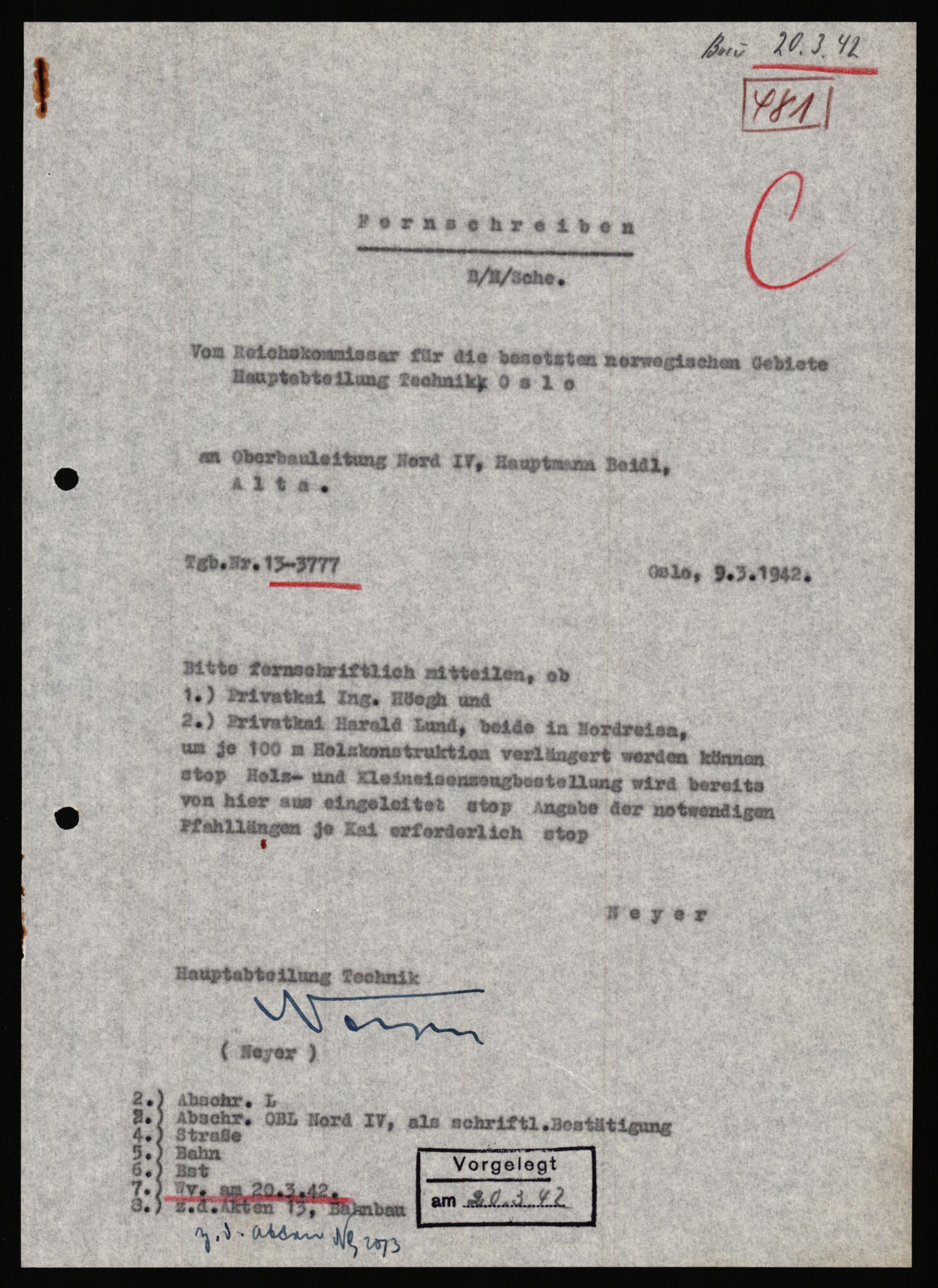 Tyske arkiver, Organisation Todt (OT), Einsatzgruppe Wiking, AV/RA-RAFA-2188/1/E/E6/E6a/L0008: Oberbauleitung Narvik: Arkivkode 451-483, 1940-1945, s. 237