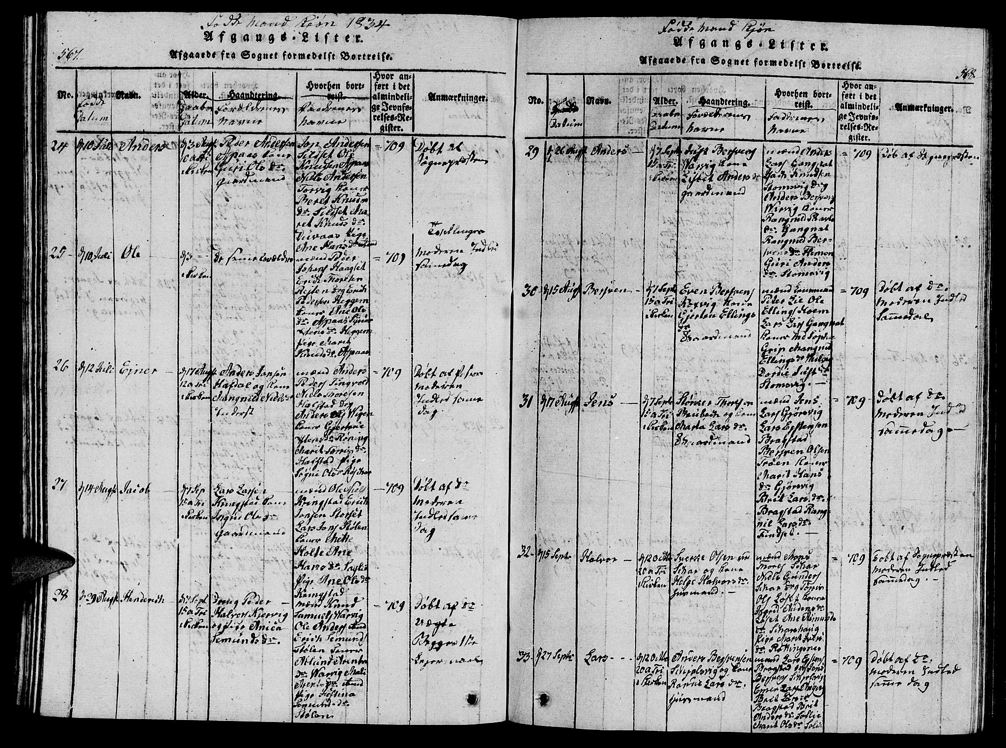 Ministerialprotokoller, klokkerbøker og fødselsregistre - Møre og Romsdal, AV/SAT-A-1454/586/L0990: Klokkerbok nr. 586C01, 1819-1837, s. 567-568