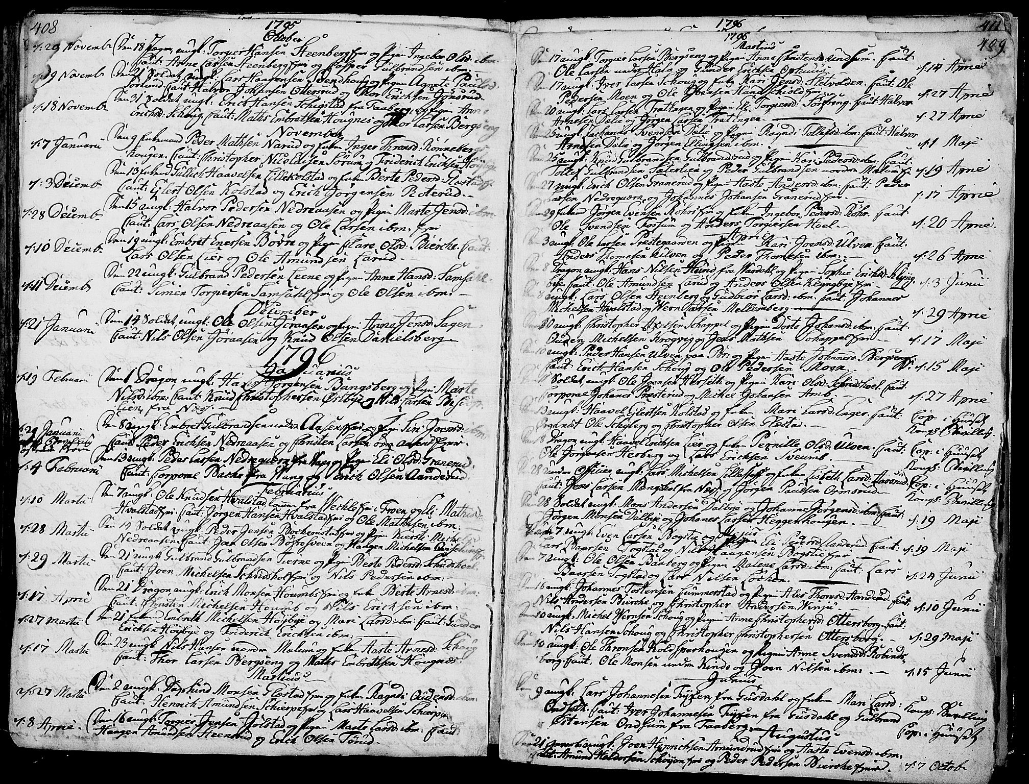Ringsaker prestekontor, AV/SAH-PREST-014/K/Ka/L0003: Ministerialbok nr. 3, 1775-1798, s. 408-409