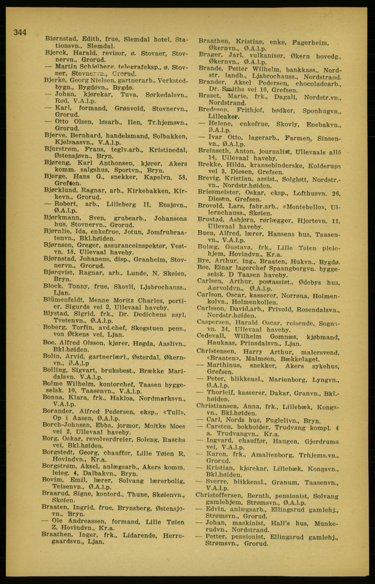 Aker adressebok/adressekalender, PUBL/001/A/003: Akers adressekalender, 1924-1925, s. 344