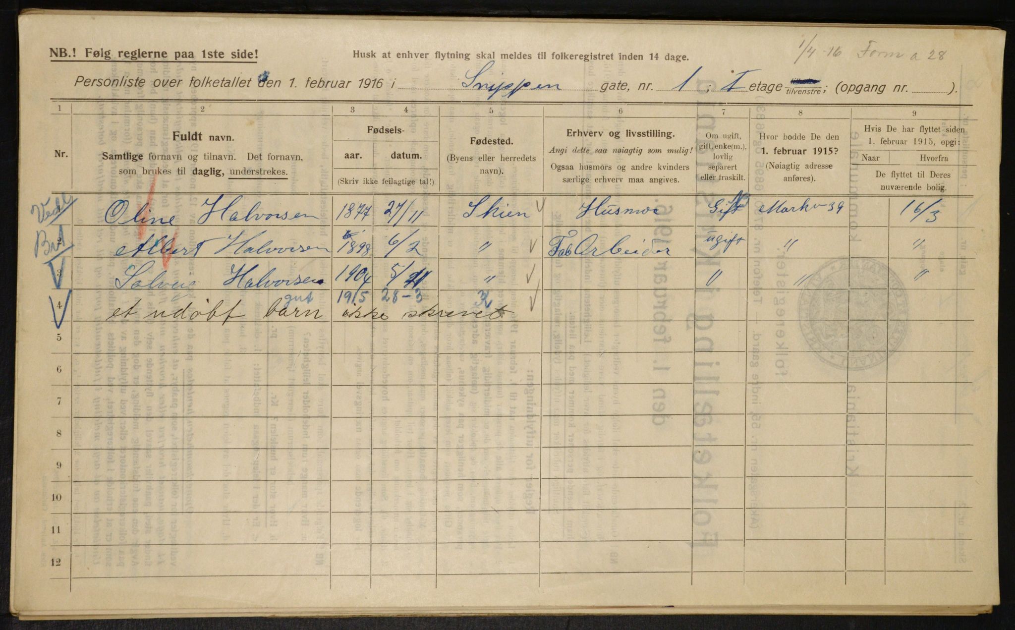 OBA, Kommunal folketelling 1.2.1916 for Kristiania, 1916, s. 100441