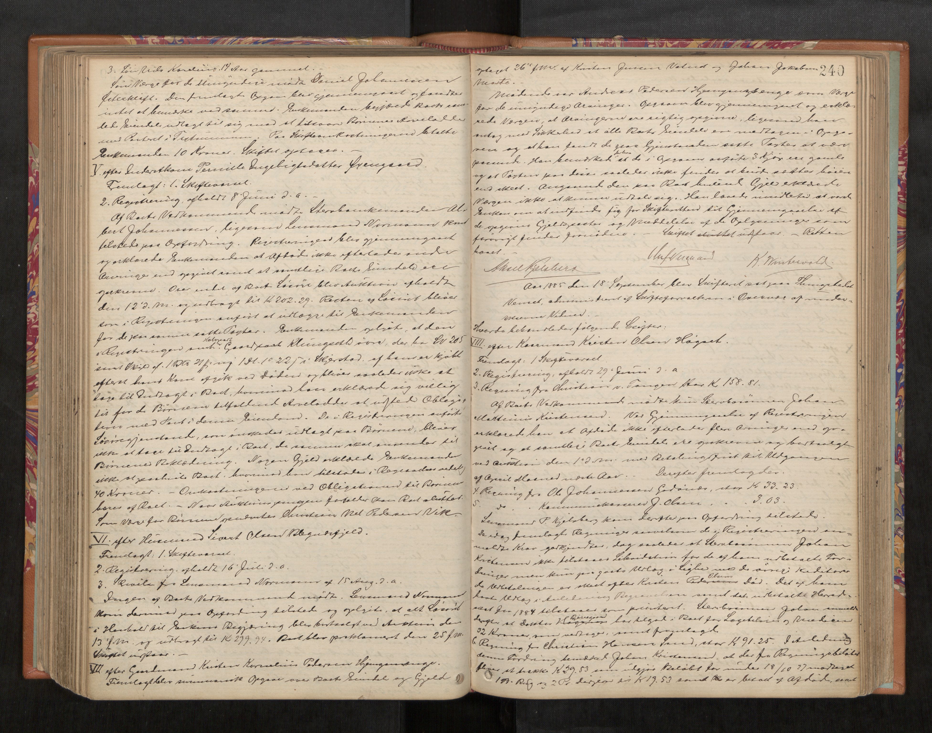 Salten sorenskriveri, AV/SAT-A-4578/1/3/3B/L0008: Skiftebehandlingsprotokoll, 1872-1891, s. 240
