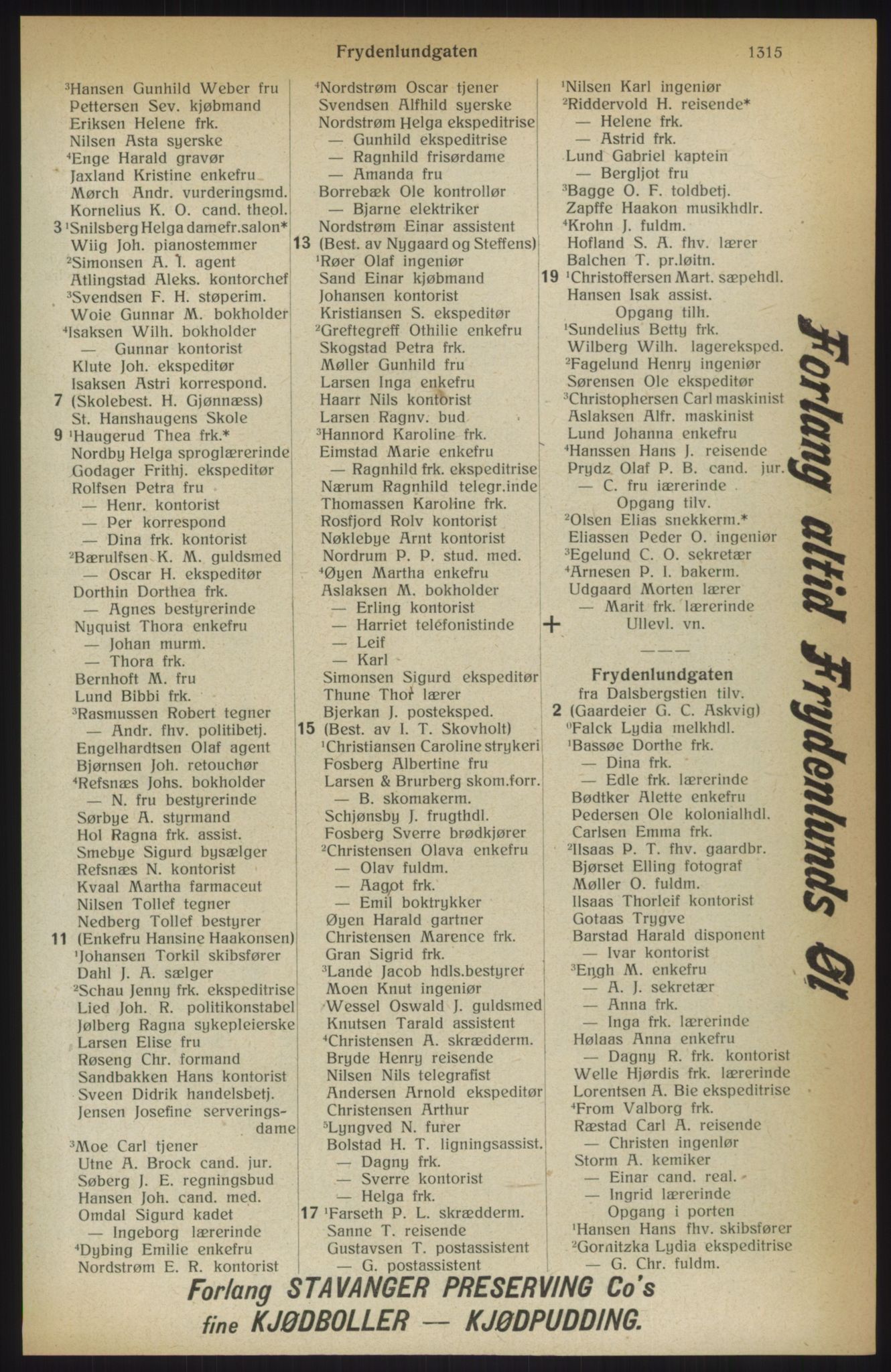 Kristiania/Oslo adressebok, PUBL/-, 1914, s. 1315
