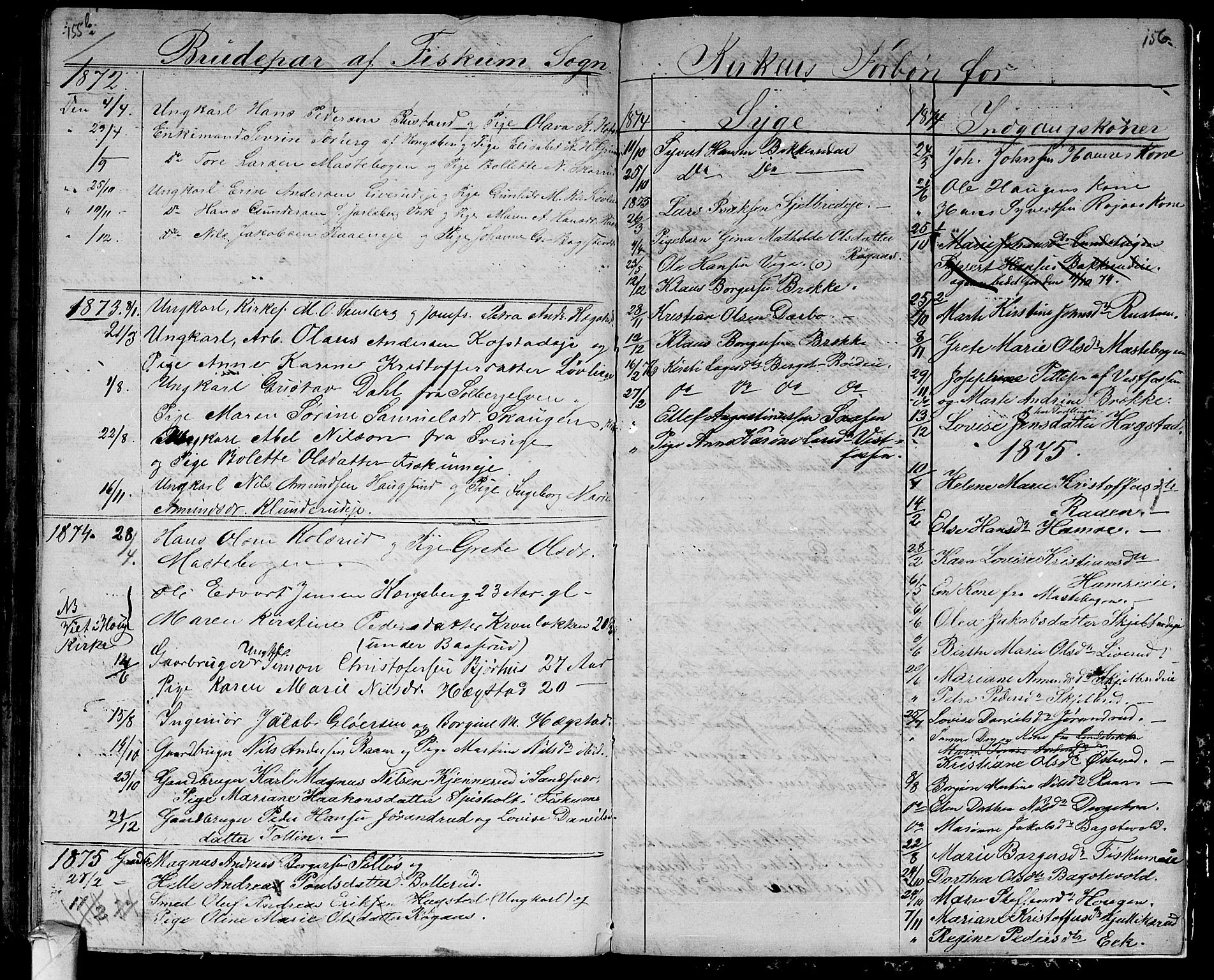 Fiskum kirkebøker, AV/SAKO-A-15/G/Ga/L0003: Klokkerbok nr. 3, 1851-1878, s. 156