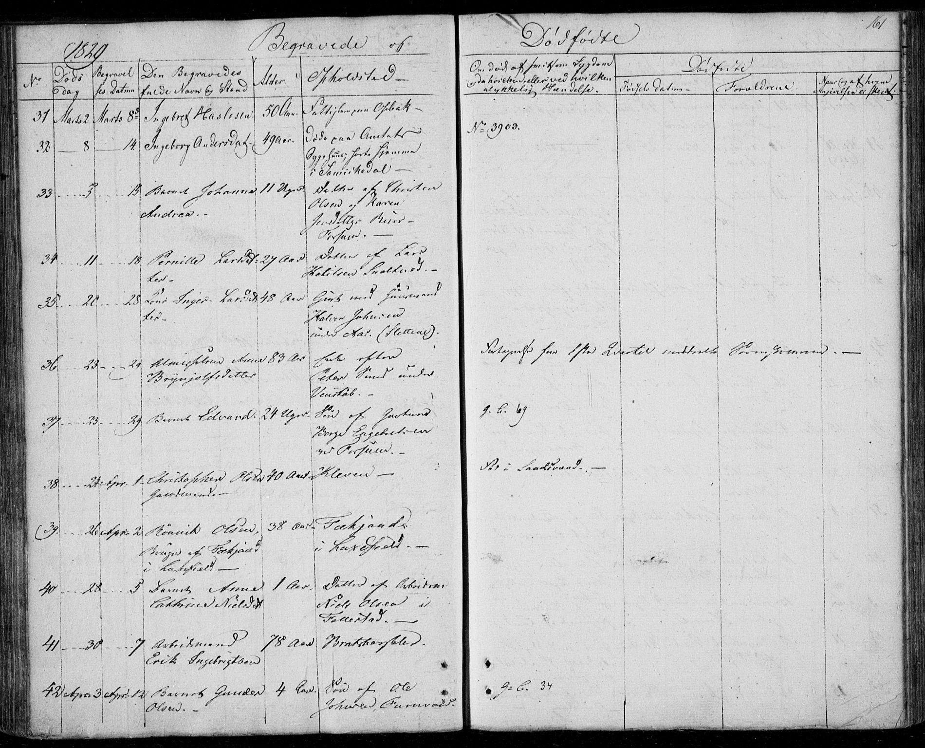Gjerpen kirkebøker, AV/SAKO-A-265/F/Fa/L0005: Ministerialbok nr. I 5, 1823-1829, s. 161