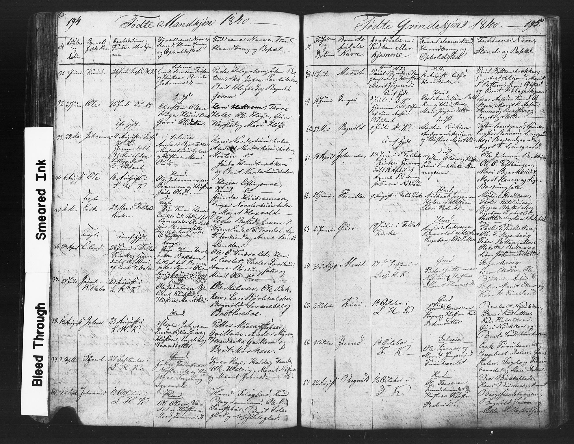Lesja prestekontor, AV/SAH-PREST-068/H/Ha/Hab/L0002: Klokkerbok nr. 2, 1832-1850, s. 194-195