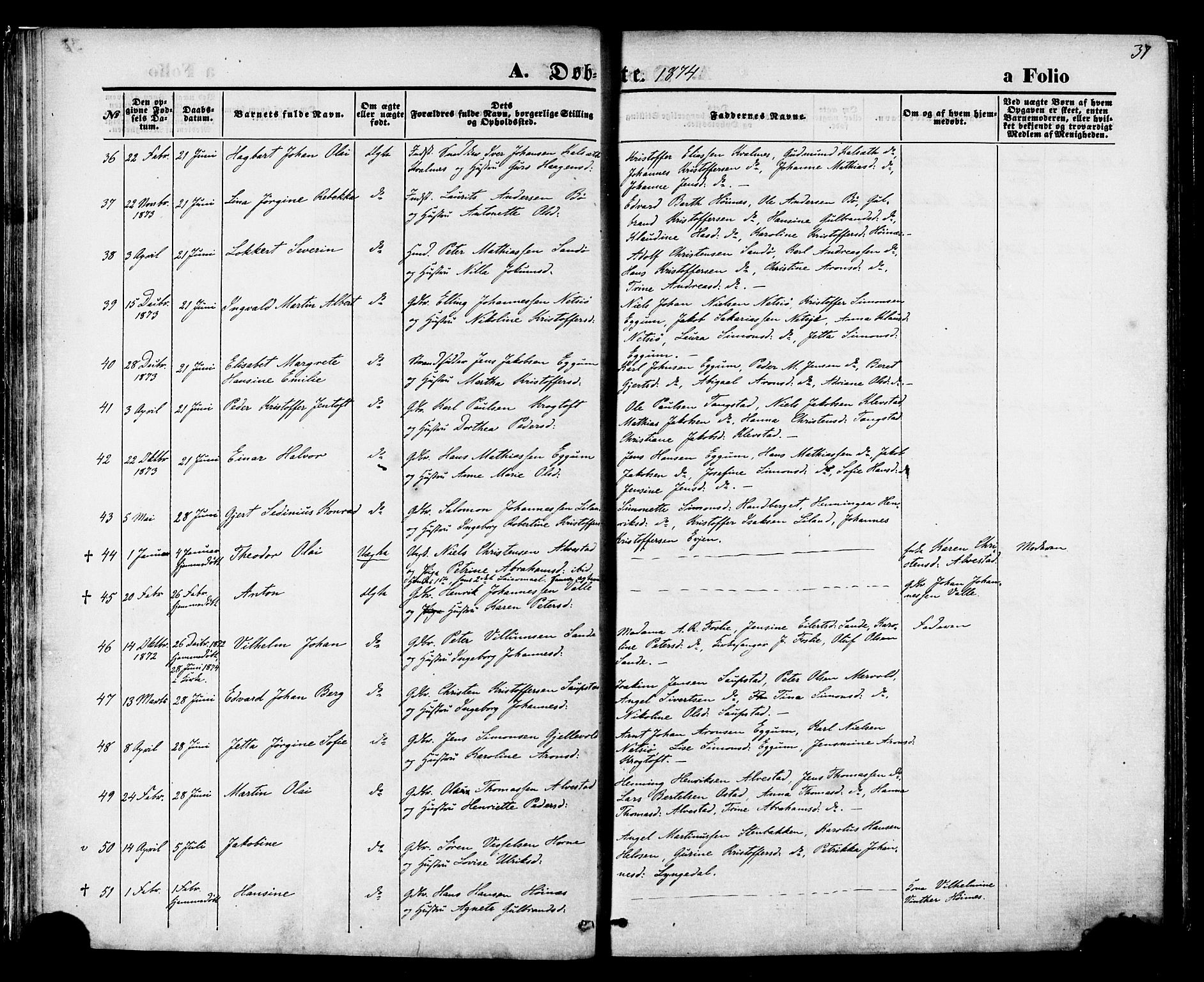 Ministerialprotokoller, klokkerbøker og fødselsregistre - Nordland, AV/SAT-A-1459/880/L1132: Ministerialbok nr. 880A06, 1869-1887, s. 37