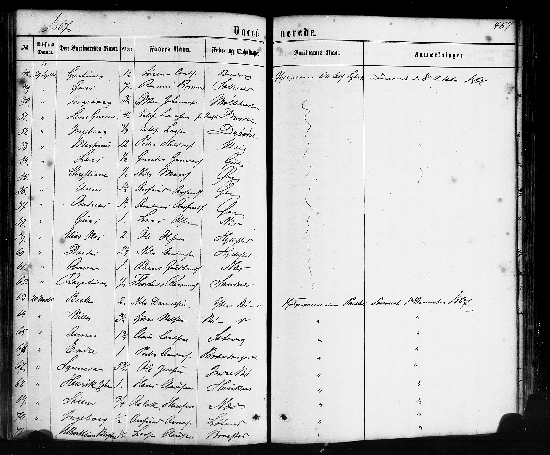 Hyllestad sokneprestembete, AV/SAB-A-80401: Ministerialbok nr. A 1, 1861-1886, s. 467