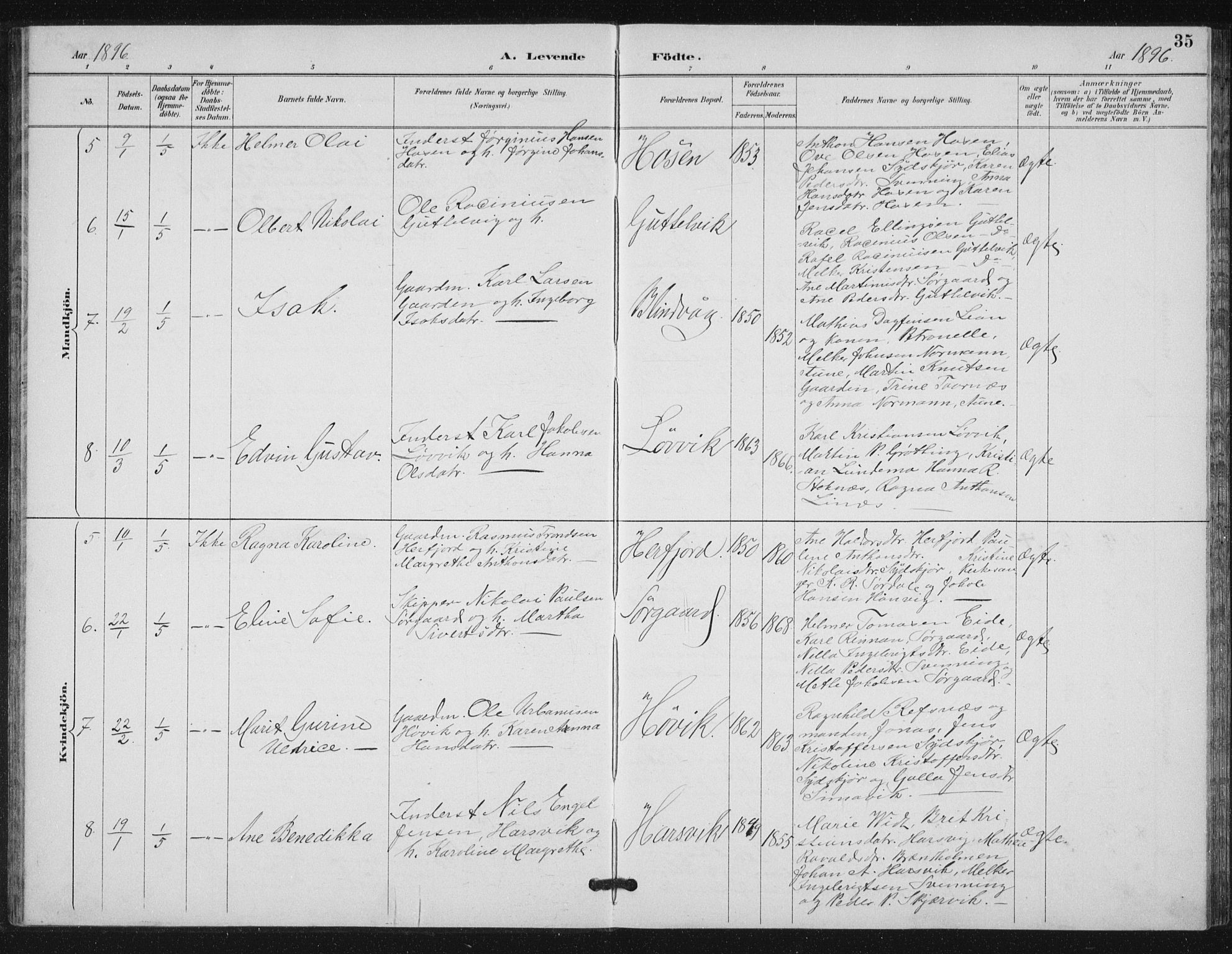 Ministerialprotokoller, klokkerbøker og fødselsregistre - Sør-Trøndelag, SAT/A-1456/656/L0698: Klokkerbok nr. 656C04, 1890-1904, s. 35