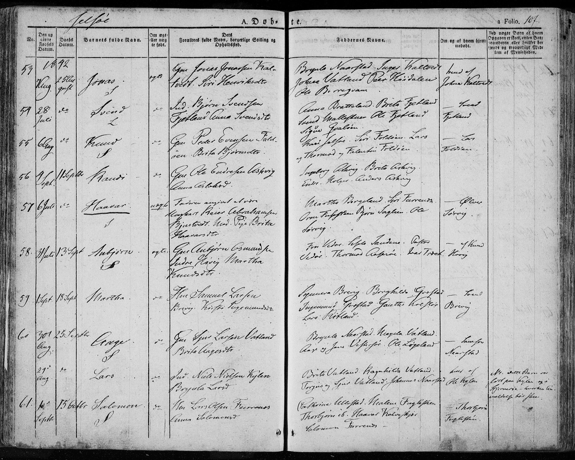 Jelsa sokneprestkontor, AV/SAST-A-101842/01/IV: Ministerialbok nr. A 6.1, 1828-1853, s. 107