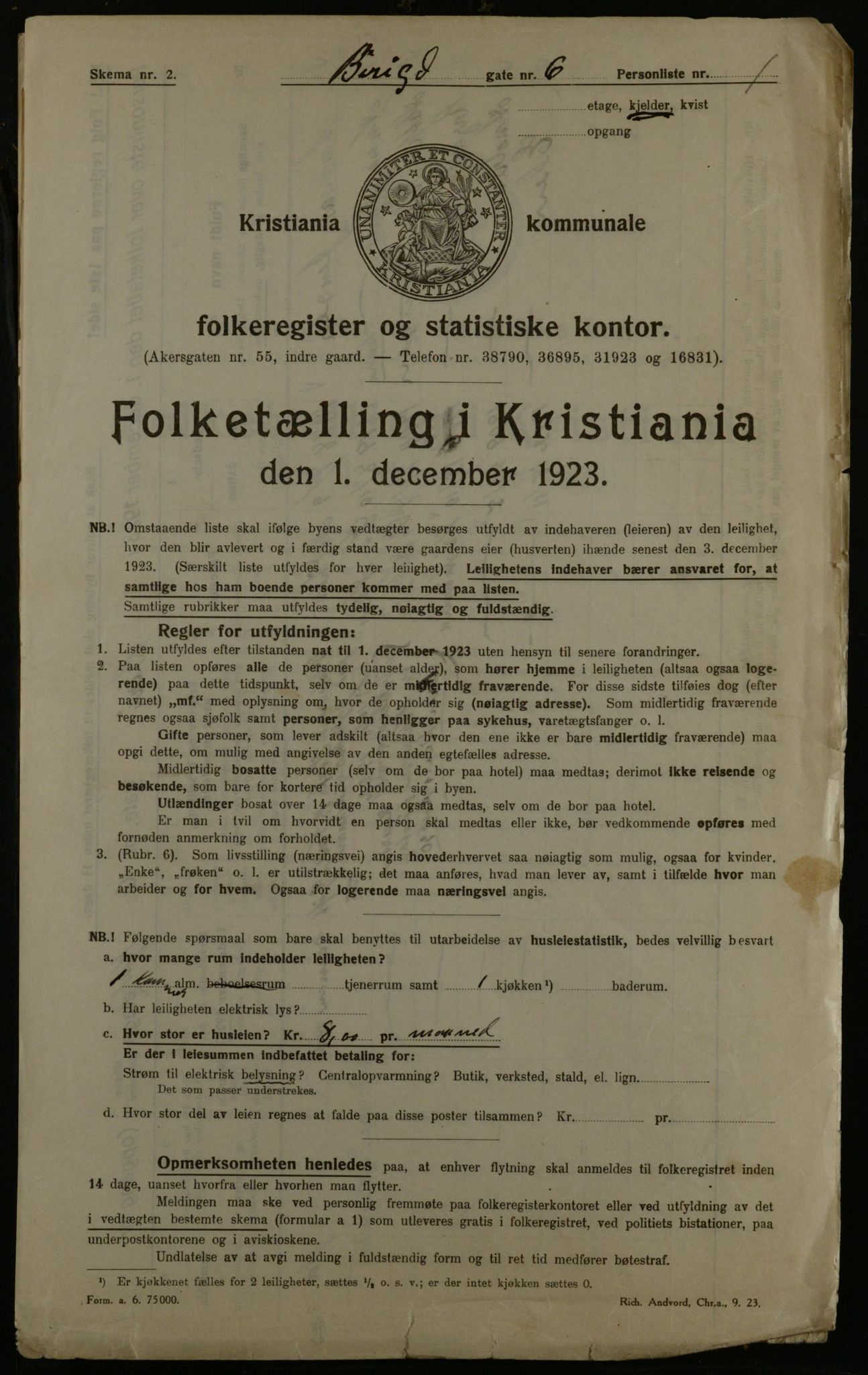 OBA, Kommunal folketelling 1.12.1923 for Kristiania, 1923, s. 6046