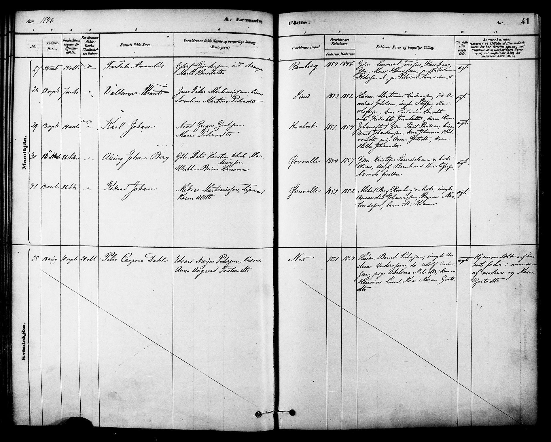 Ministerialprotokoller, klokkerbøker og fødselsregistre - Nordland, AV/SAT-A-1459/885/L1204: Ministerialbok nr. 885A05, 1878-1892, s. 41