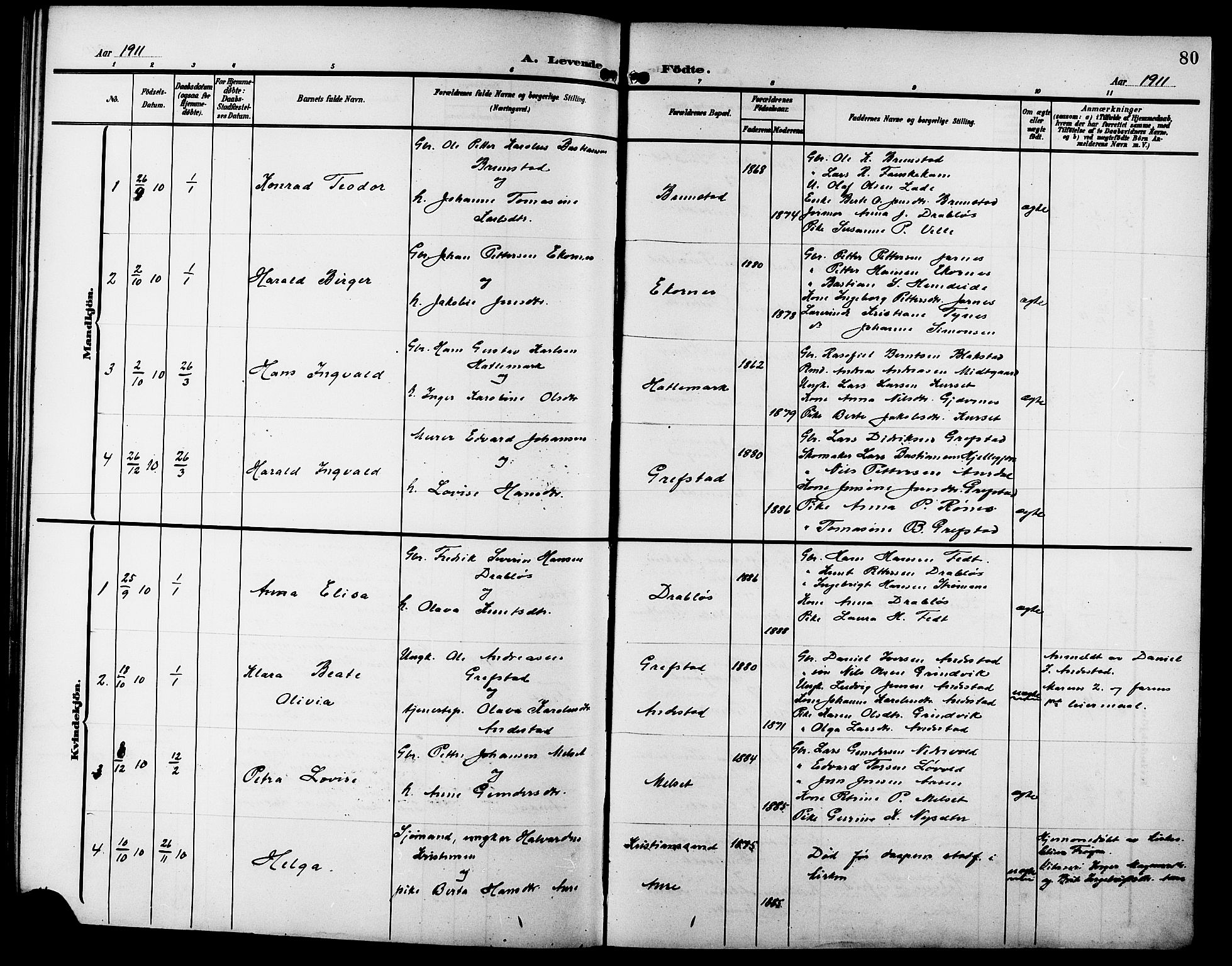 Ministerialprotokoller, klokkerbøker og fødselsregistre - Møre og Romsdal, SAT/A-1454/523/L0341: Klokkerbok nr. 523C04, 1903-1916, s. 80