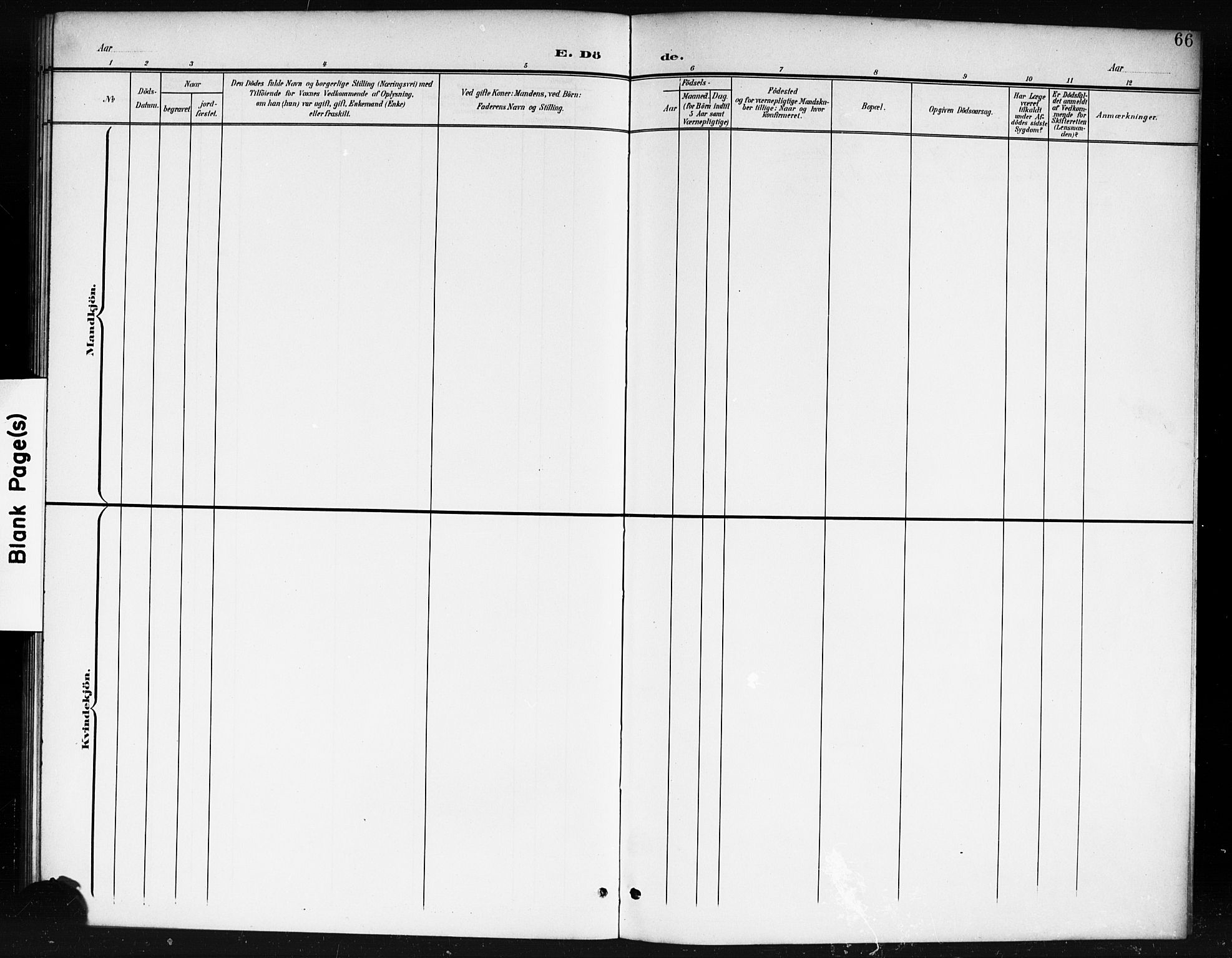 Spydeberg prestekontor Kirkebøker, AV/SAO-A-10924/G/Gc/L0001: Klokkerbok nr. III 1, 1901-1917, s. 66