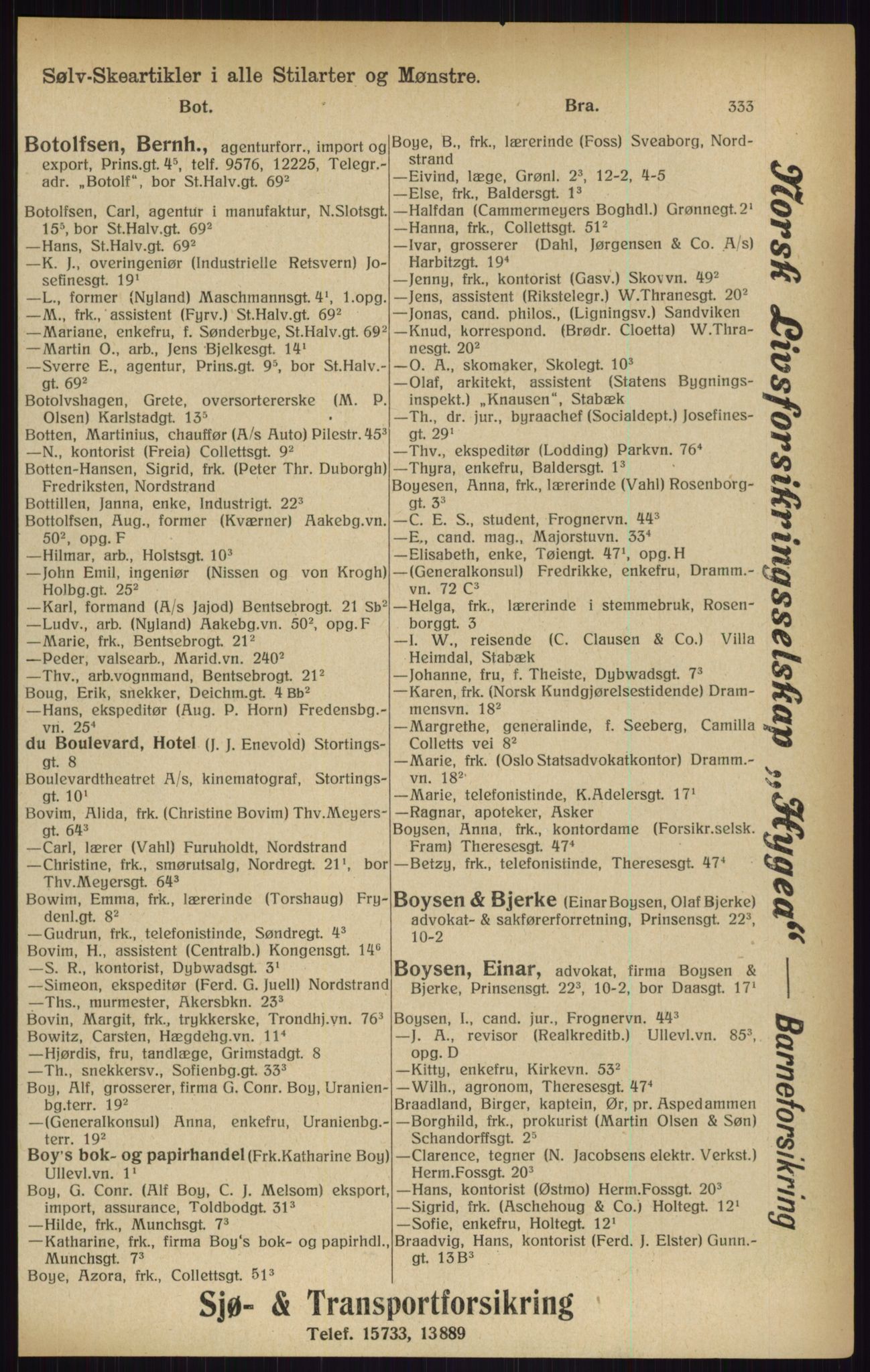 Kristiania/Oslo adressebok, PUBL/-, 1916, s. 333