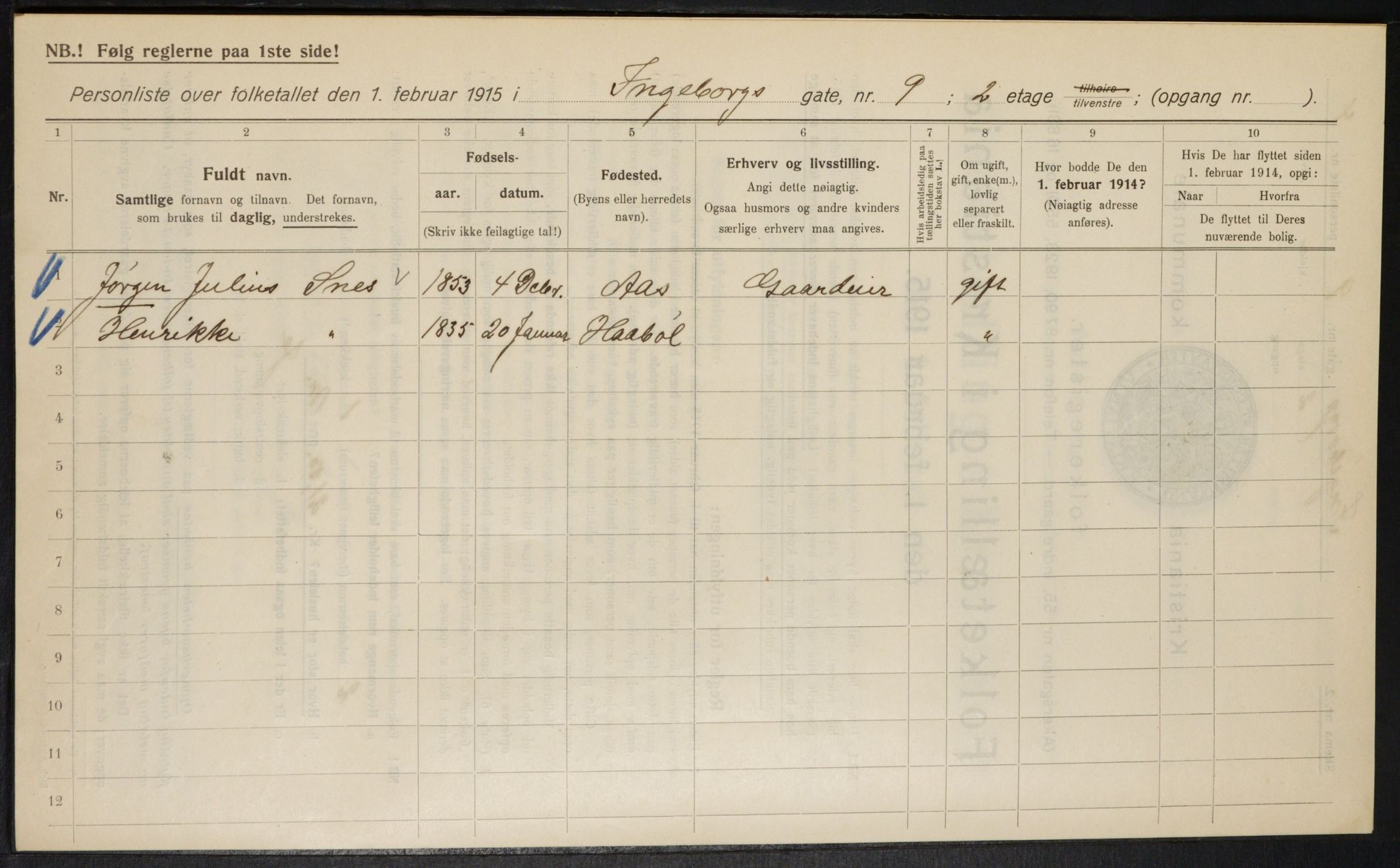 OBA, Kommunal folketelling 1.2.1915 for Kristiania, 1915, s. 43289