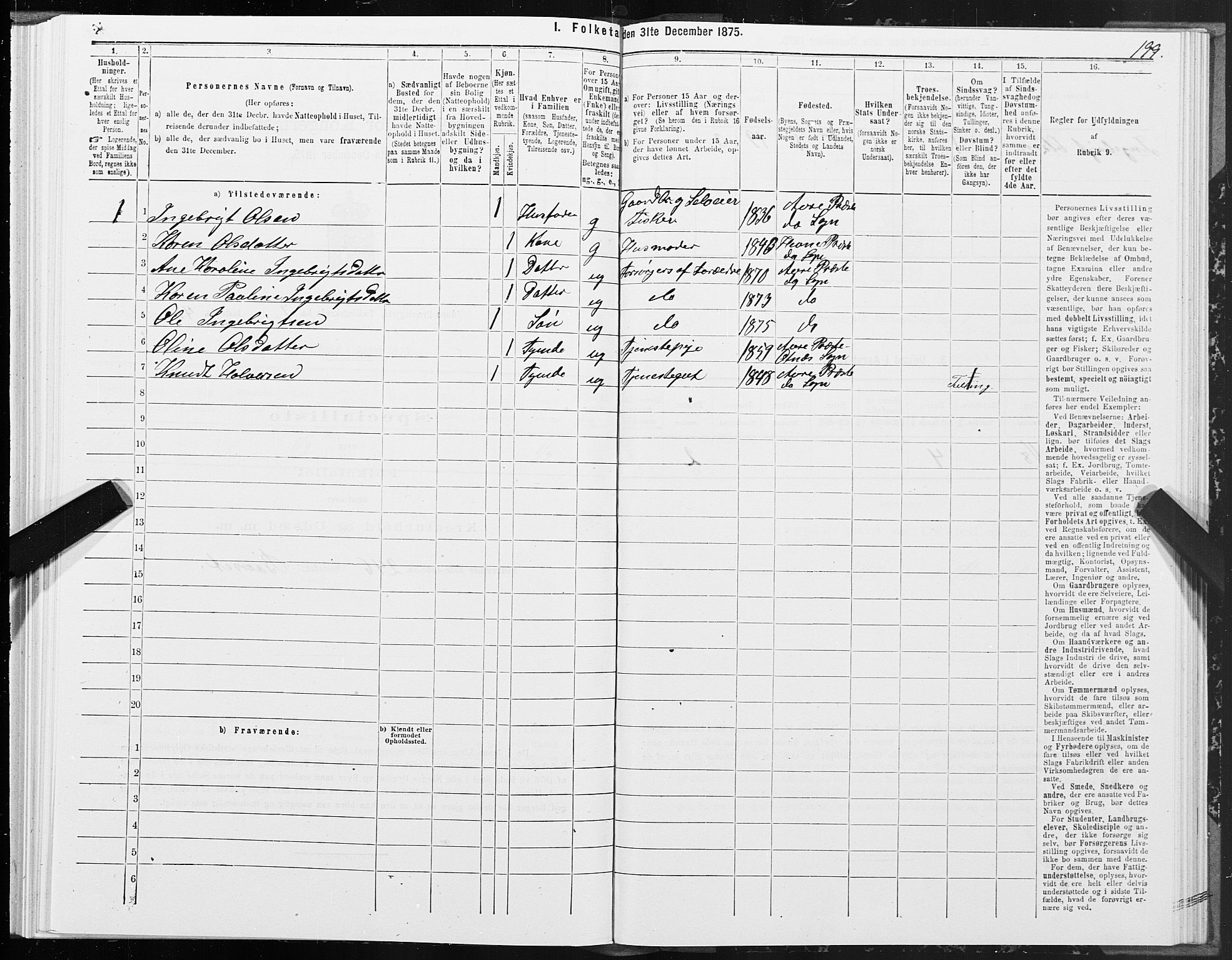 SAT, Folketelling 1875 for 1569P Aure prestegjeld, 1875, s. 5199