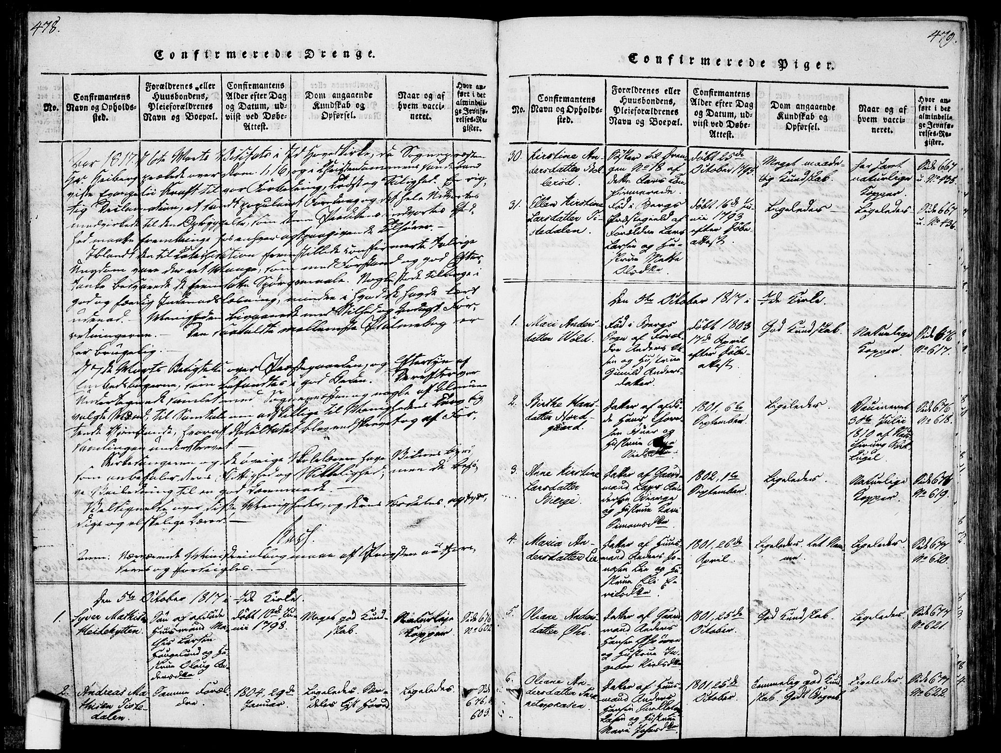 Idd prestekontor Kirkebøker, SAO/A-10911/F/Fc/L0002: Ministerialbok nr. III 2, 1815-1831, s. 478-479