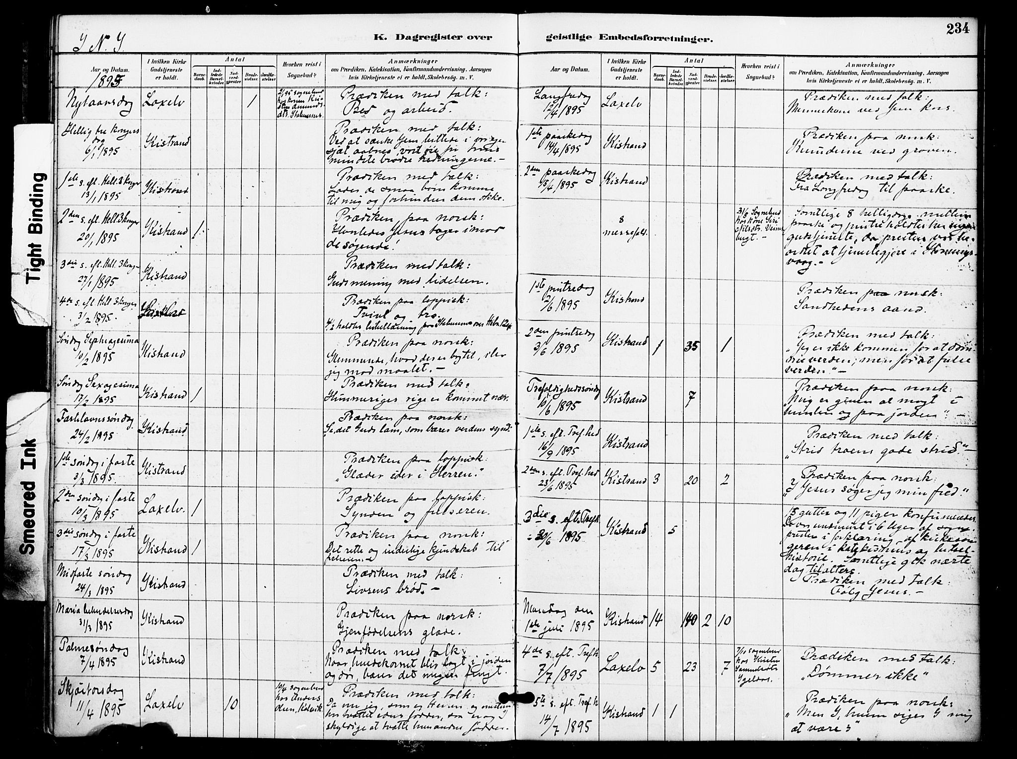 Kistrand/Porsanger sokneprestembete, AV/SATØ-S-1351/H/Ha/L0008.kirke: Ministerialbok nr. 8, 1890-1898, s. 234