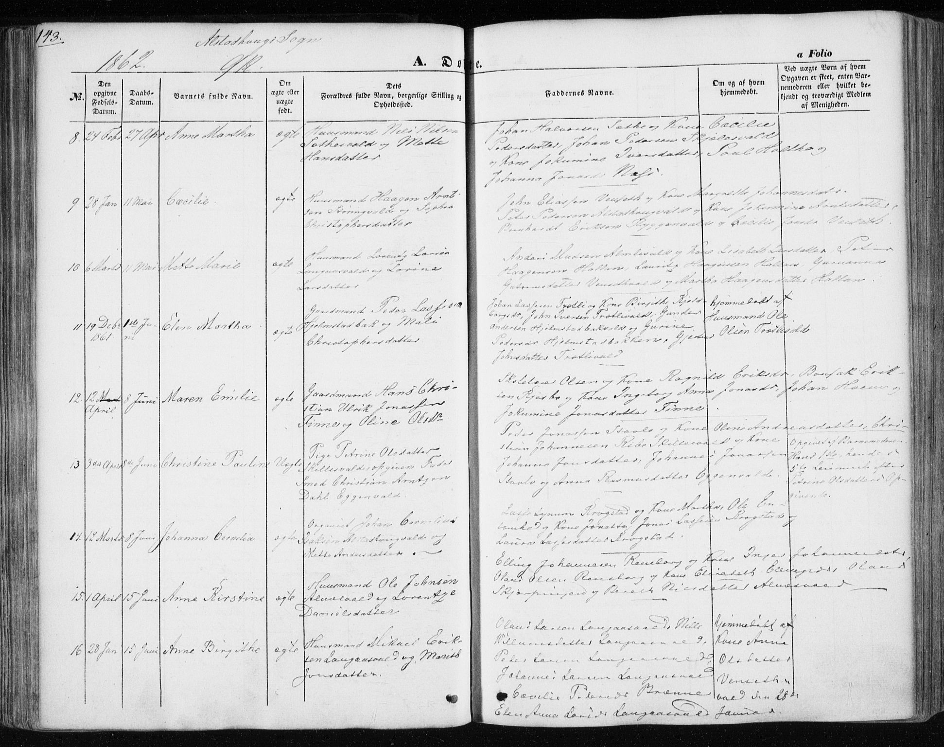 Ministerialprotokoller, klokkerbøker og fødselsregistre - Nord-Trøndelag, SAT/A-1458/717/L0154: Ministerialbok nr. 717A07 /1, 1850-1862, s. 143