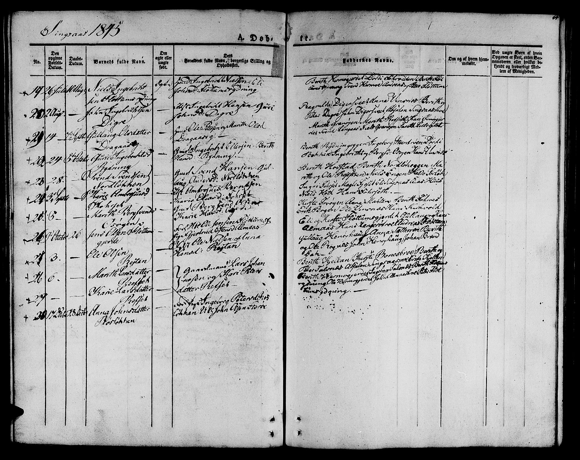 Ministerialprotokoller, klokkerbøker og fødselsregistre - Sør-Trøndelag, SAT/A-1456/685/L0958: Ministerialbok nr. 685A04 /2, 1829-1845, s. 64