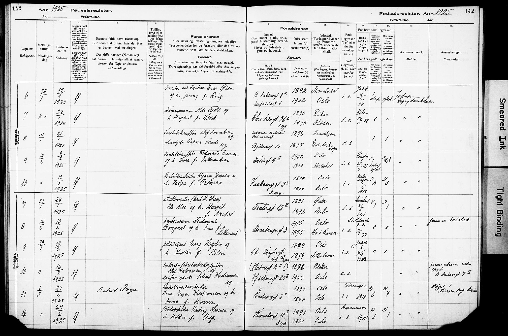 Krohgstøtten sykehusprest Kirkebøker, SAO/A-10854/J/Ja/L0001: Fødselsregister nr. 1, 1917-1928, s. 142