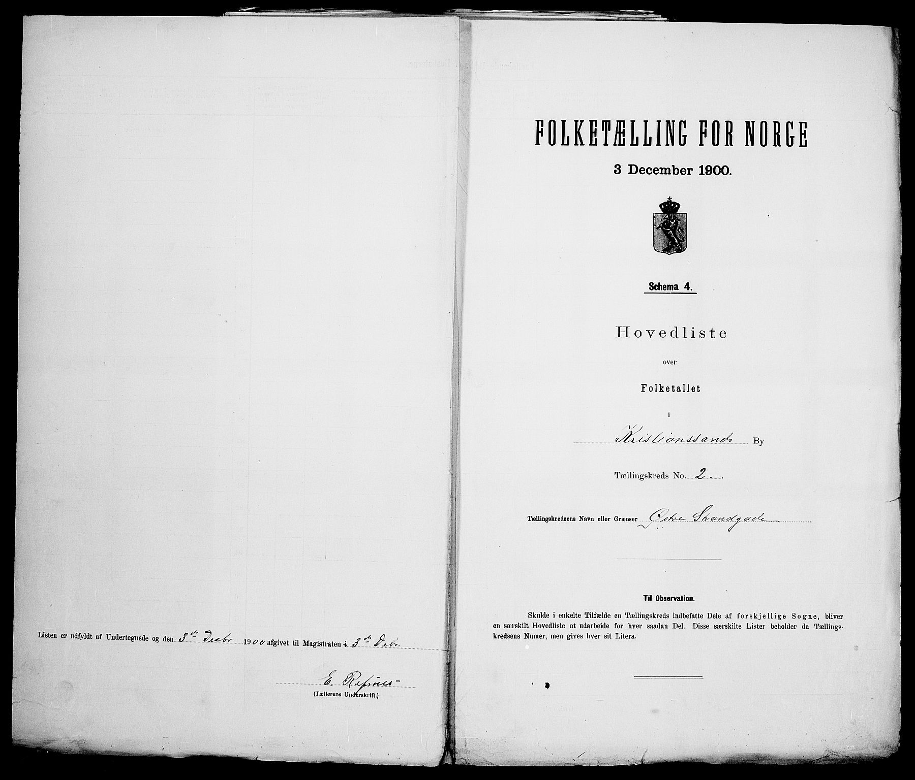 SAK, Folketelling 1900 for 1001 Kristiansand kjøpstad, 1900, s. 62
