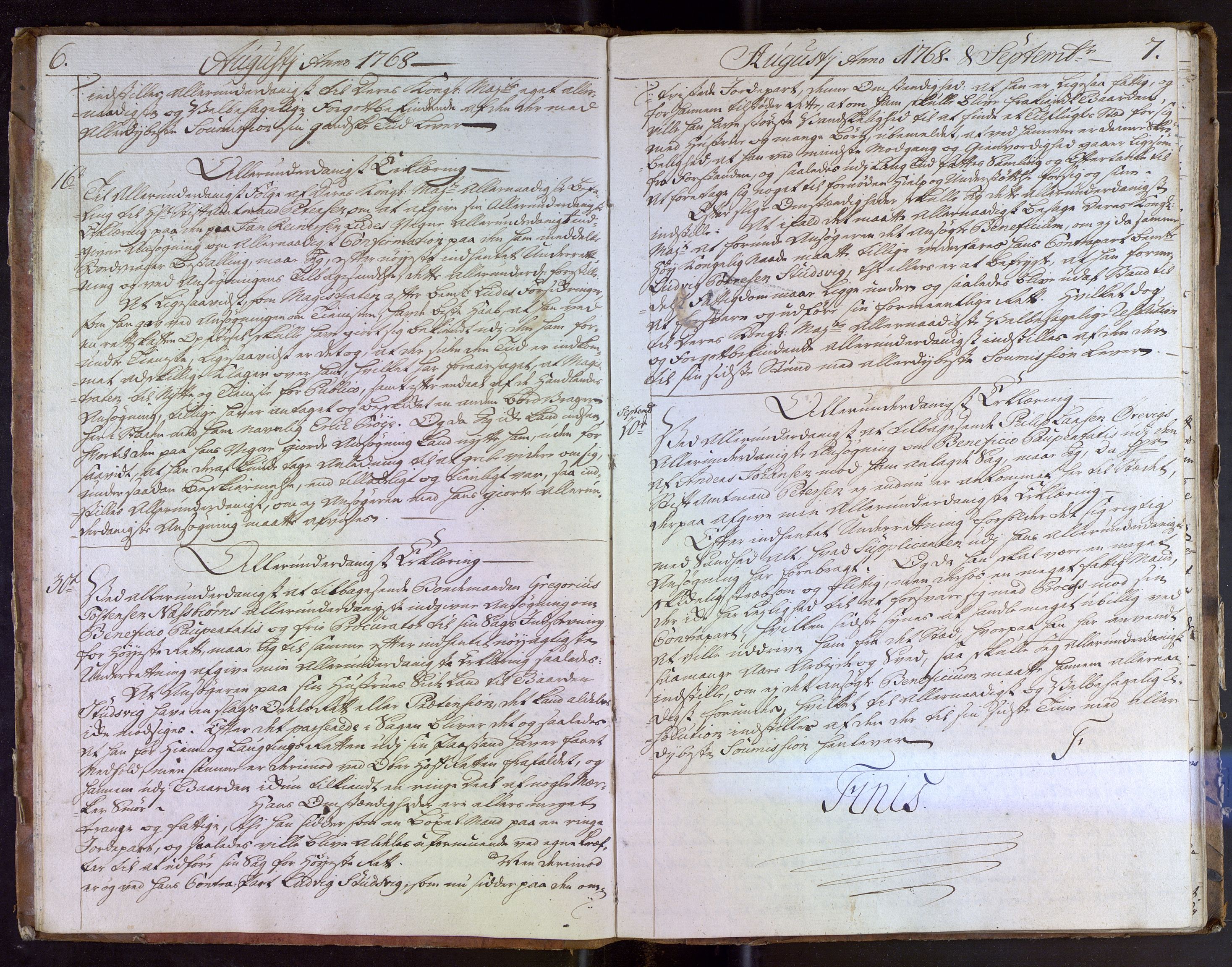 Stiftamtmannen i Bergen, AV/SAB-A-100006/A/Ab/L0005: Lnr. 27: Erklæringsbok, 1768-1769