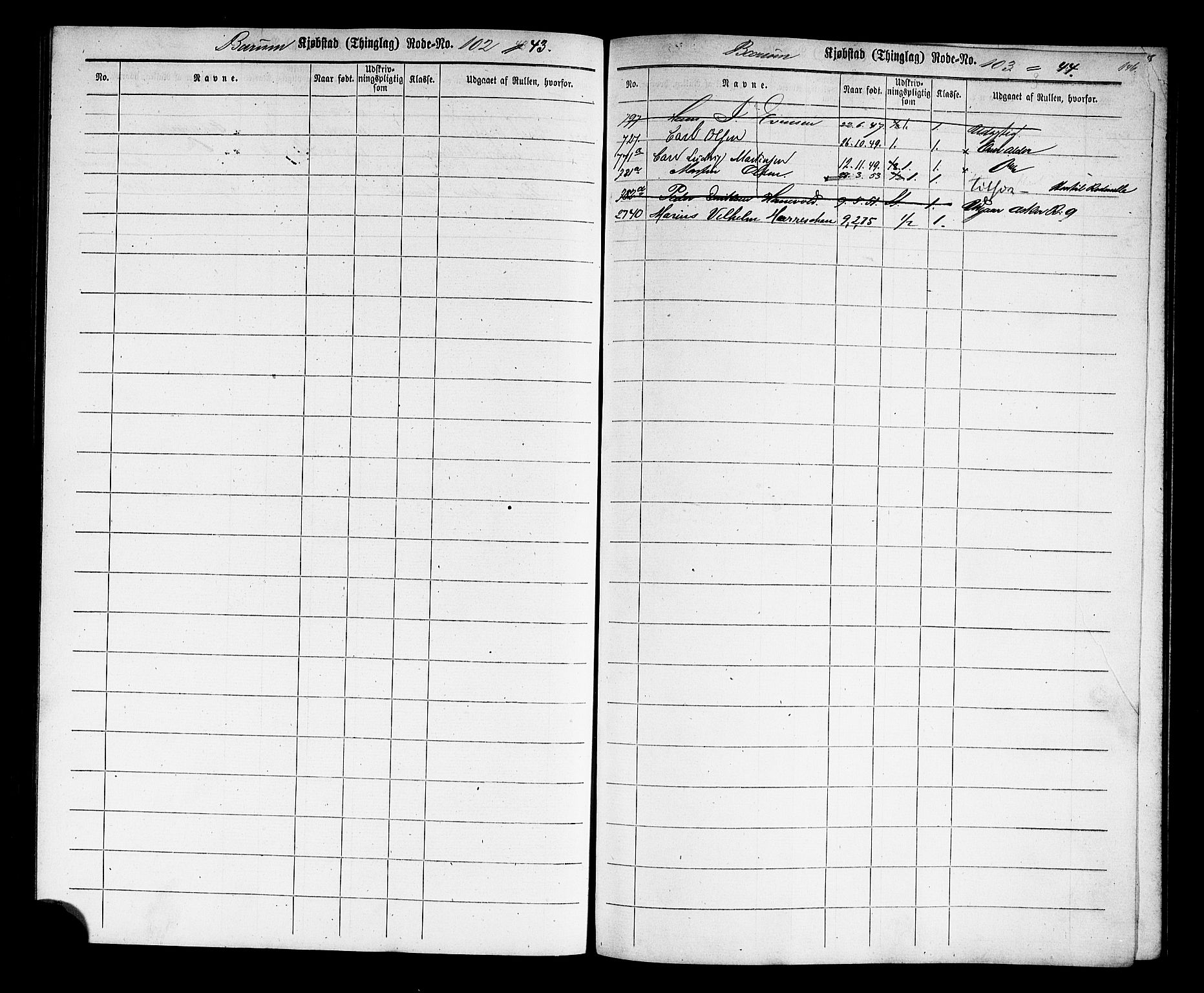 Oslo mønstringskontor, SAO/A-10569g/F/Fc/Fcc/L0001: Utskrivningsregisterrulle, 1860, s. 149