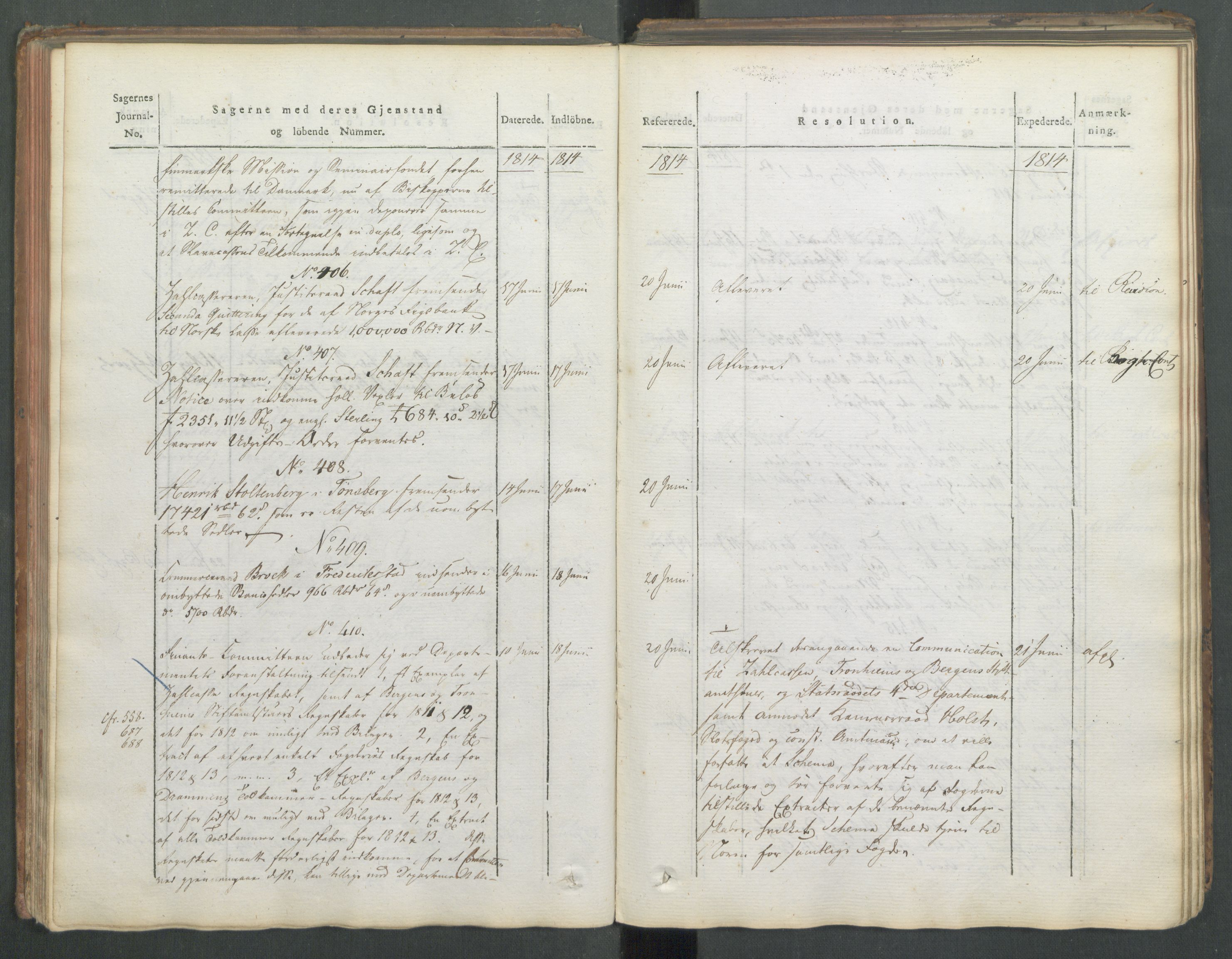 Departementene i 1814, RA/S-3899/Fa/L0008: 1. byrå - Journal B, 1814, s. 90