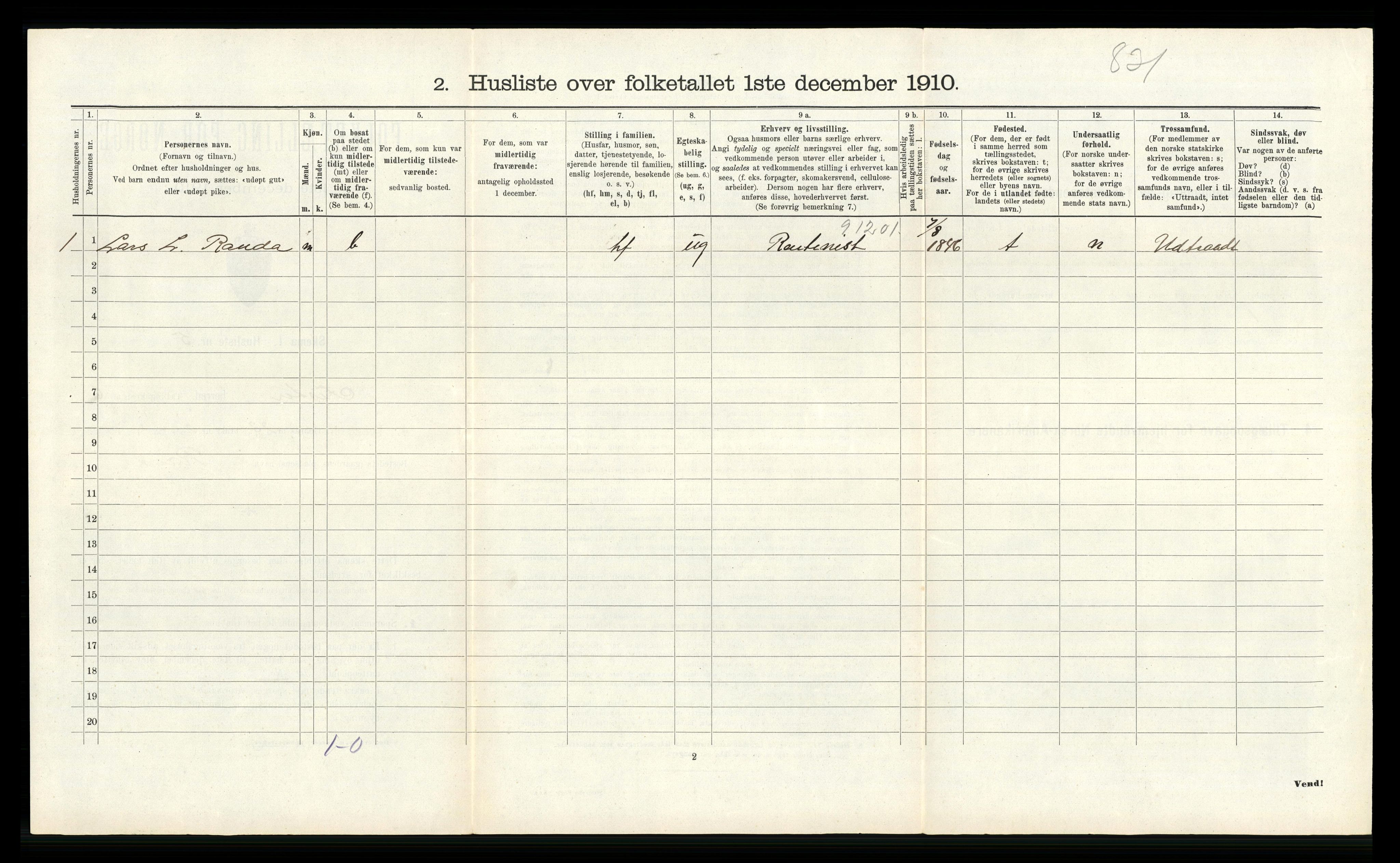 RA, Folketelling 1910 for 1132 Fister herred, 1910, s. 295