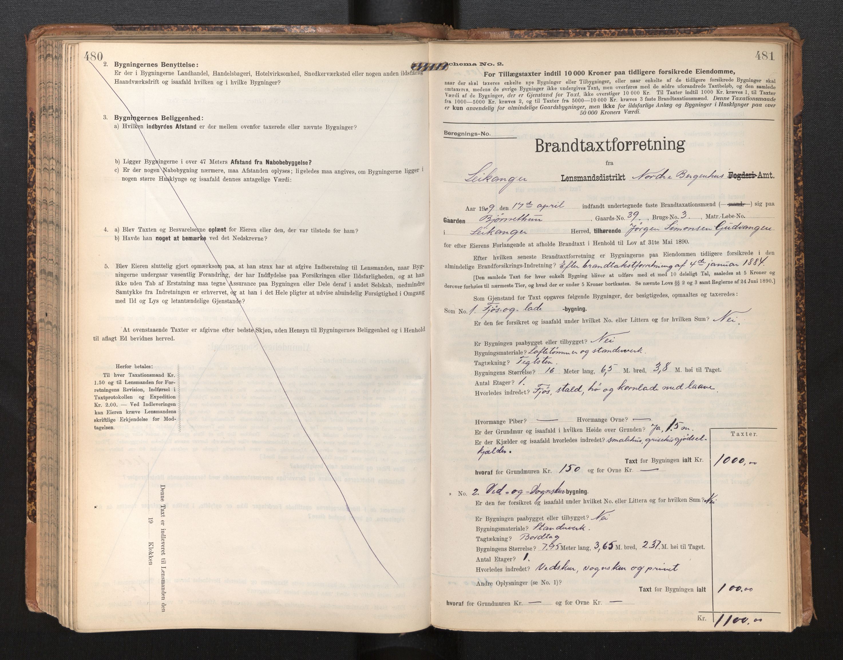 Lensmannen i Leikanger, AV/SAB-A-29201/0012/L0005: Branntakstprotokoll, skjematakst, 1907-1917, s. 480-481